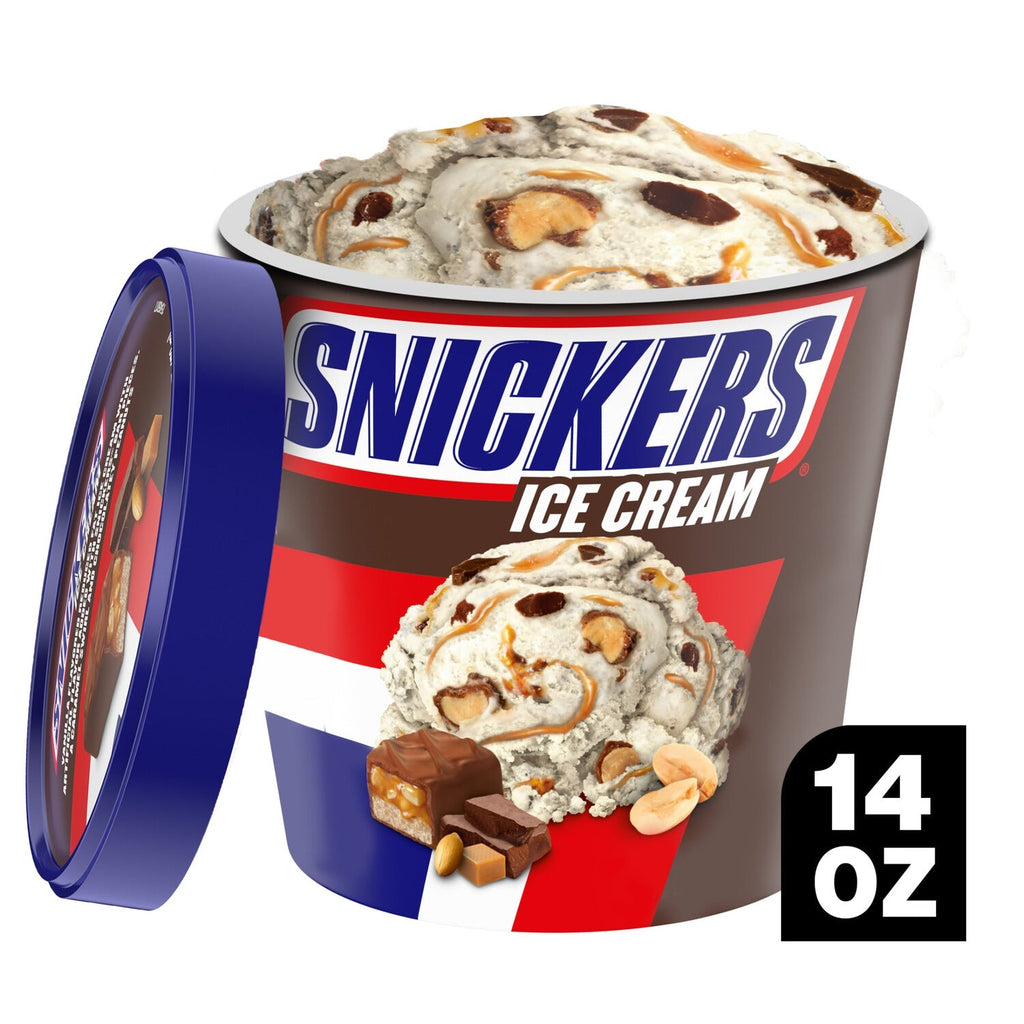 Snickers Ice Cream Reduced Fat Vanilla Ice Cream, Caramel, and Snickers Candy Bar Pieces, 14 Oz