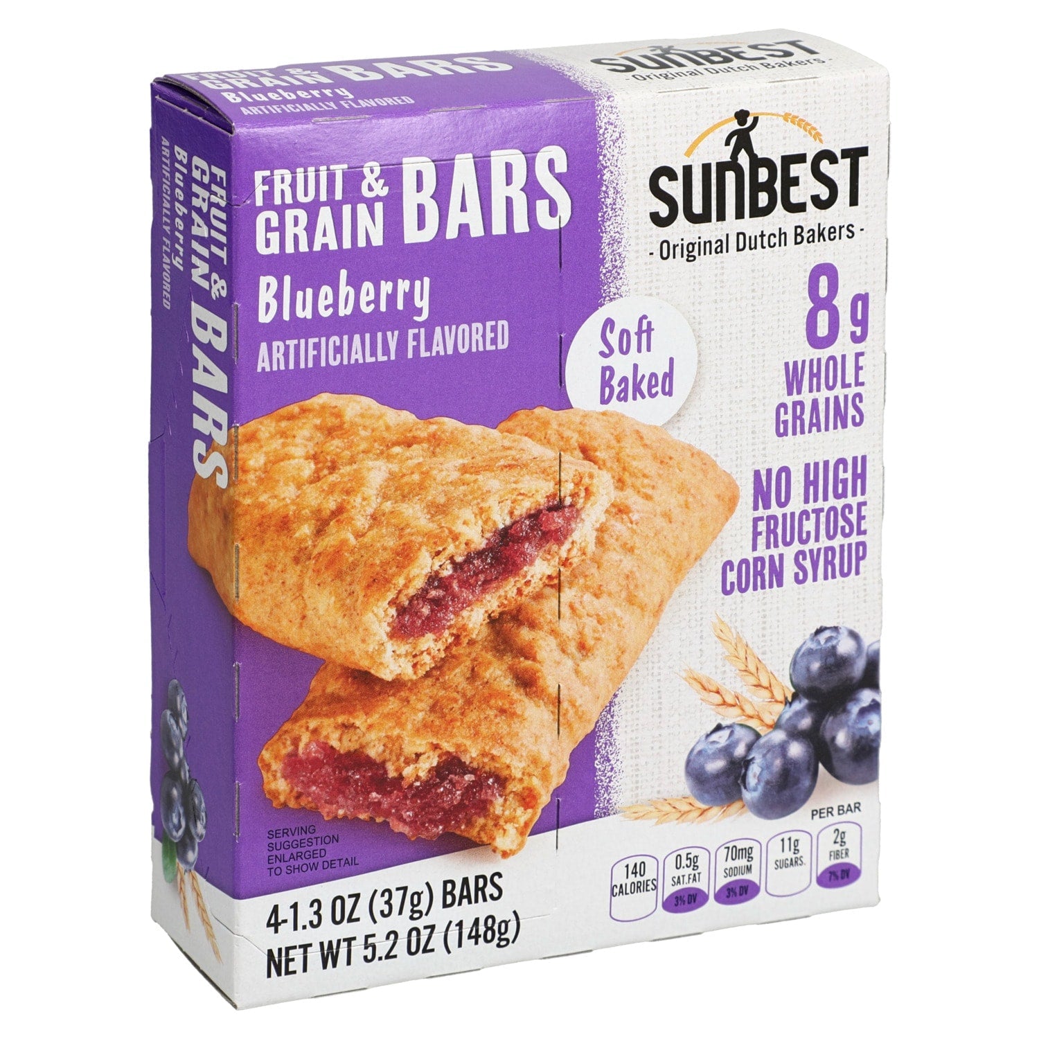 Sunbest Bluberry Fruit And Grain Bar, 4-1.3oz bars