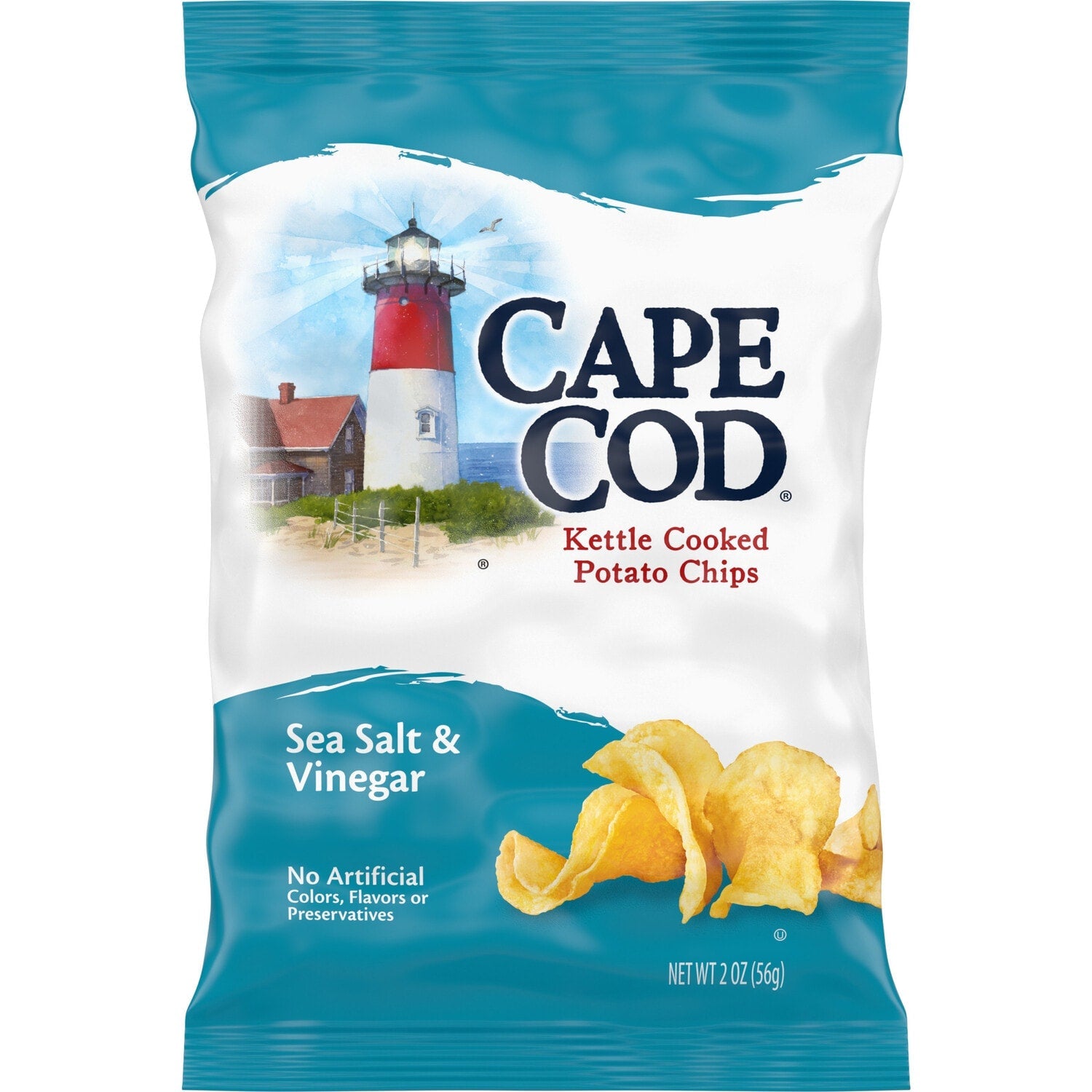 Cape Cod Sea Salt and Vinegar Kettle Potato Chips, 2-oz. Bag