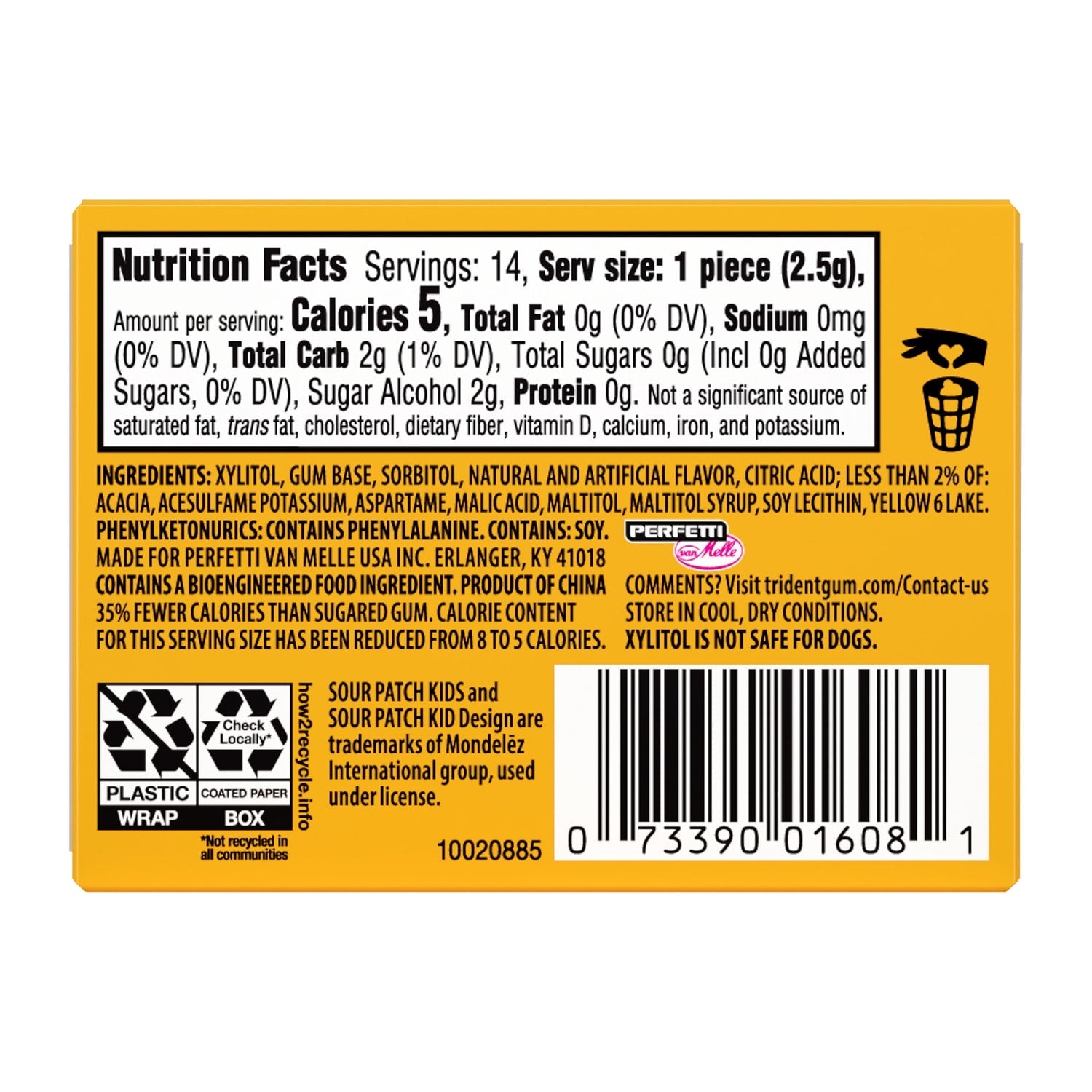 Sour Patch Kids Trident Vibes Tropical Peach Mango Candy, 14-pc Pack.