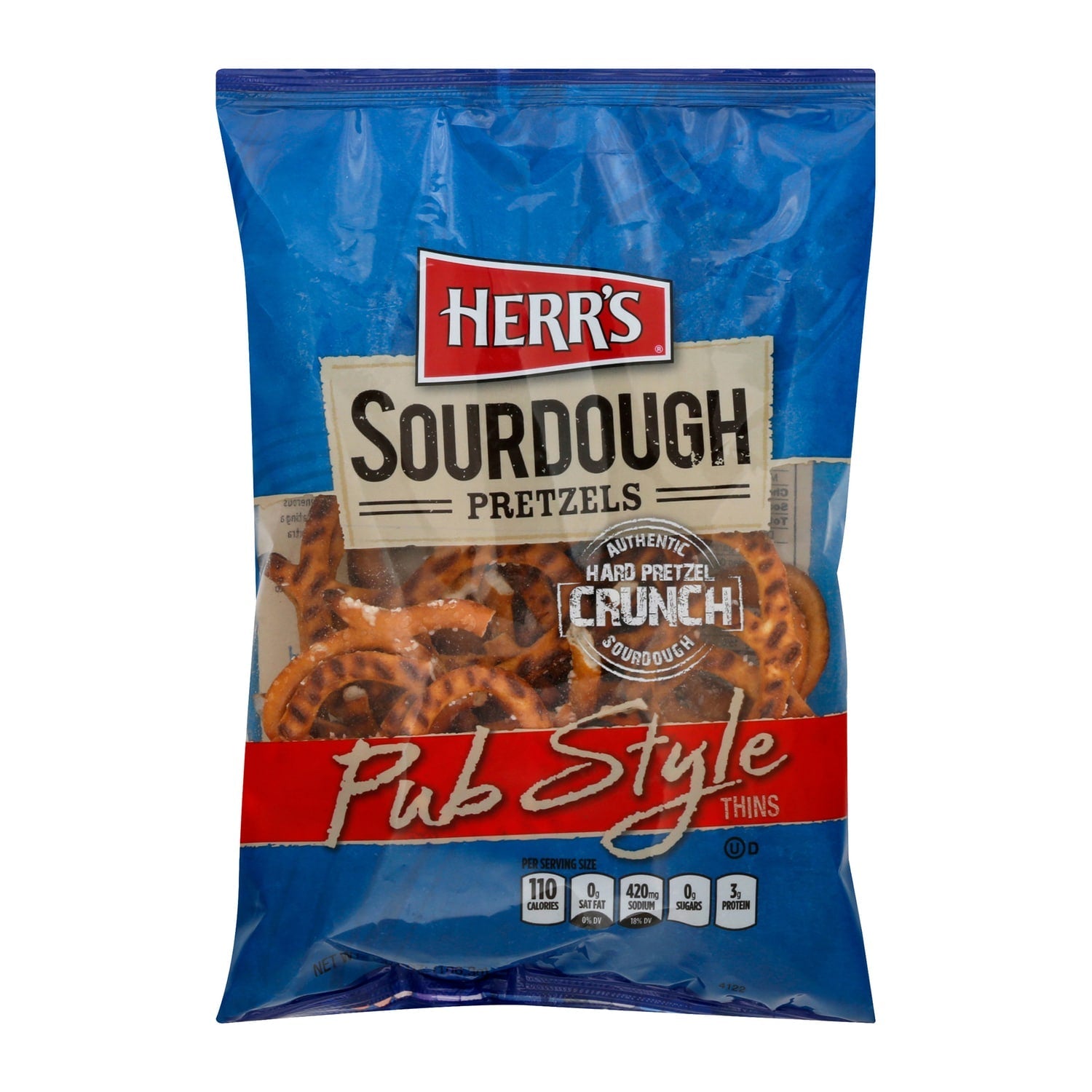 Herrâs Pub Style Thins Pretzels, 3.75 oz. Bag
