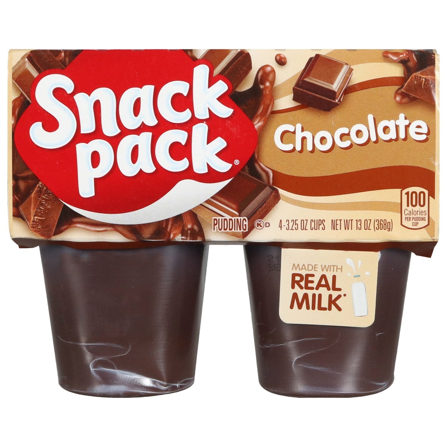 Snack Pack Chocolate Pudding, 3.25 oz Pudding Cups, 4 Count