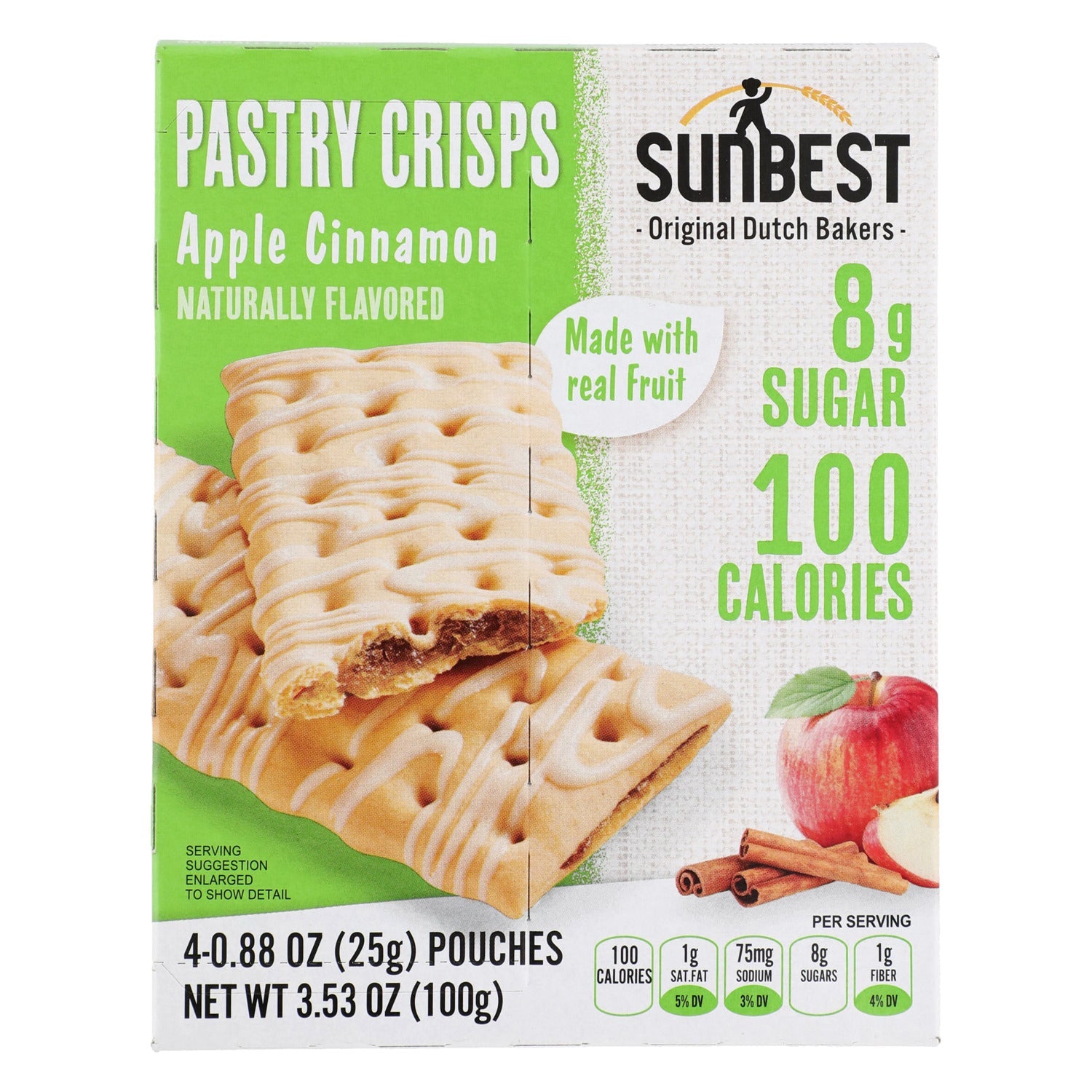Sunbest Apple Cinnamon-Flavored Pastry Crisps, 2-pc Pack.