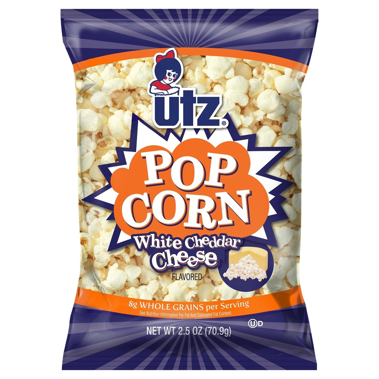 Utz Premium White Cheddar Popcorn, 2.5-oz. Bags