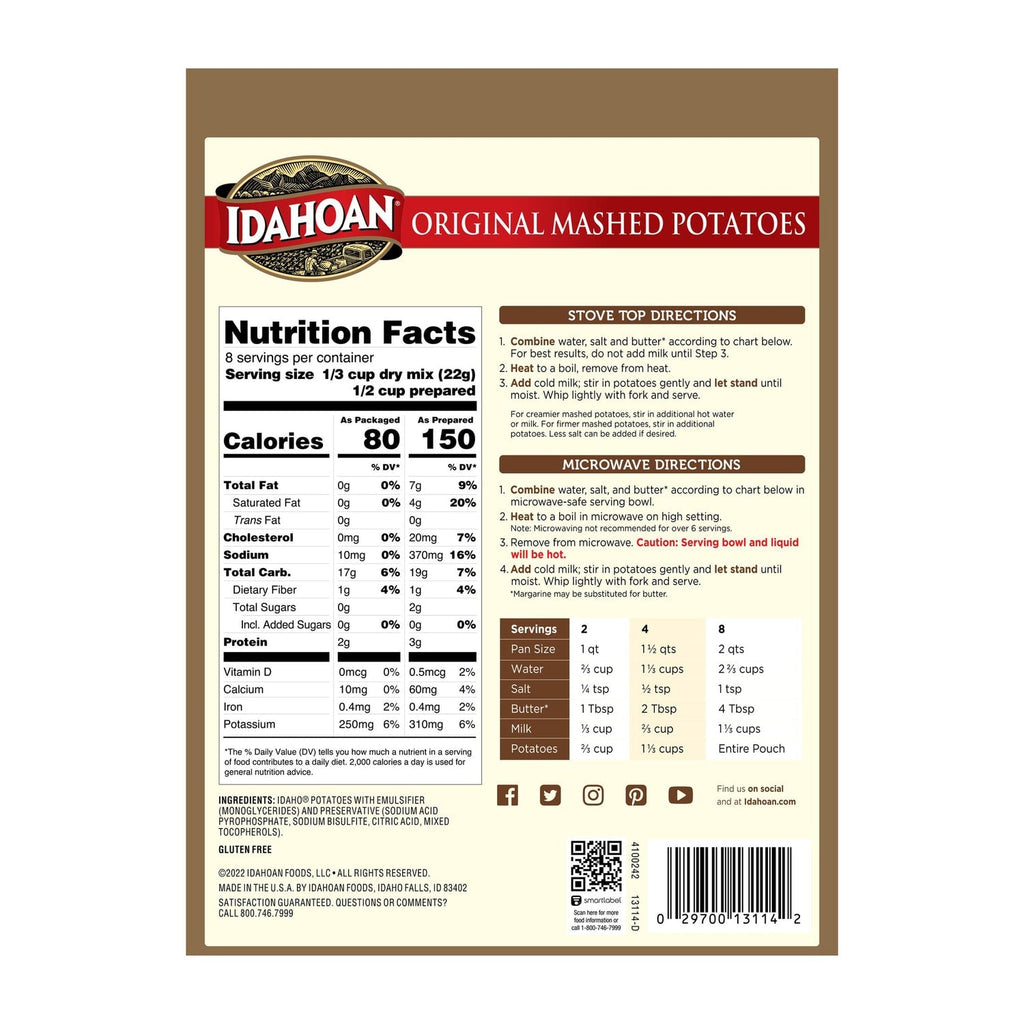 Idahoan Original Mashed Potatoes, 6.2-oz. Pouch