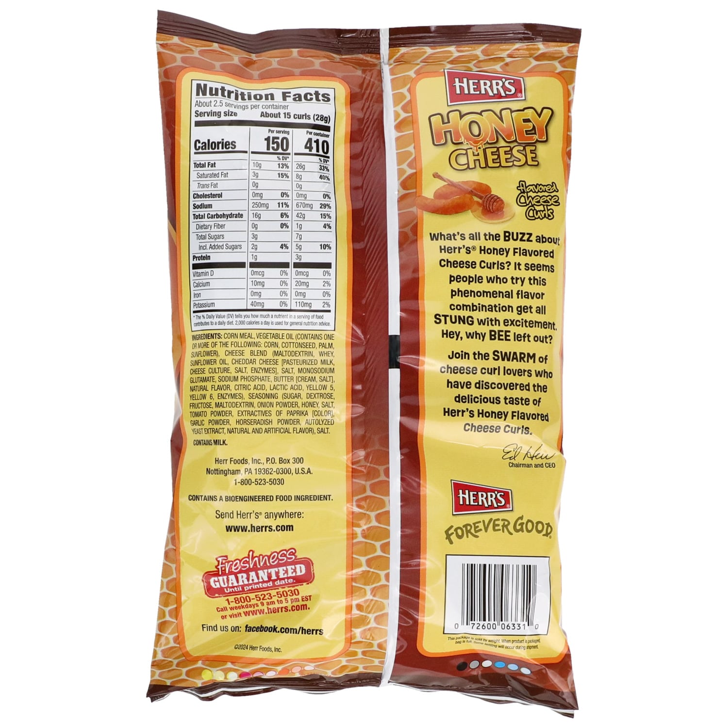 Herr's Honey And Cheese Flavored Curls, 1-ct.