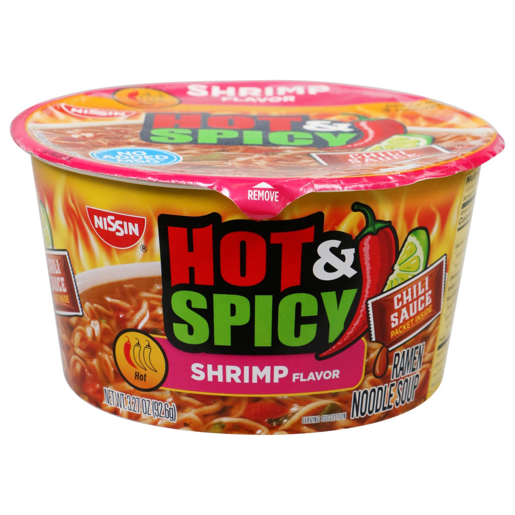 Nissin Hot &amp; Spicy Noodle Bowls with Shrimp, 3.27 oz.