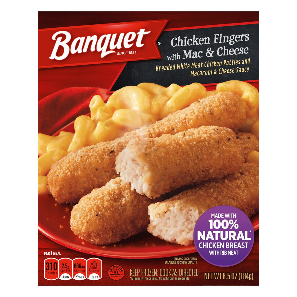 Conagra Brands Banquet Chicken Fingers with Mac &amp; Cheese Frozen Meal, 1-ct.