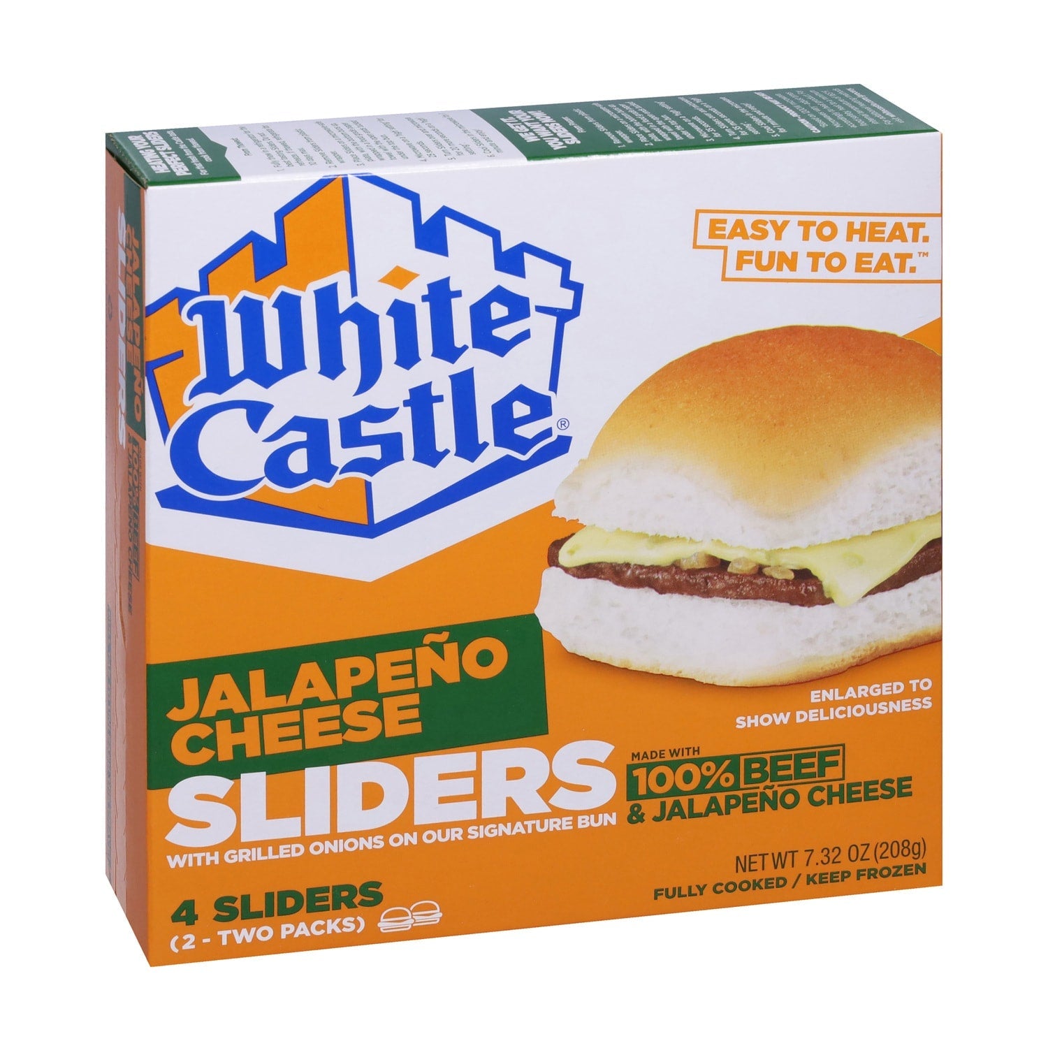 White Castle Beef Jalapeno Cheese Sliders, 4-pc Pack.