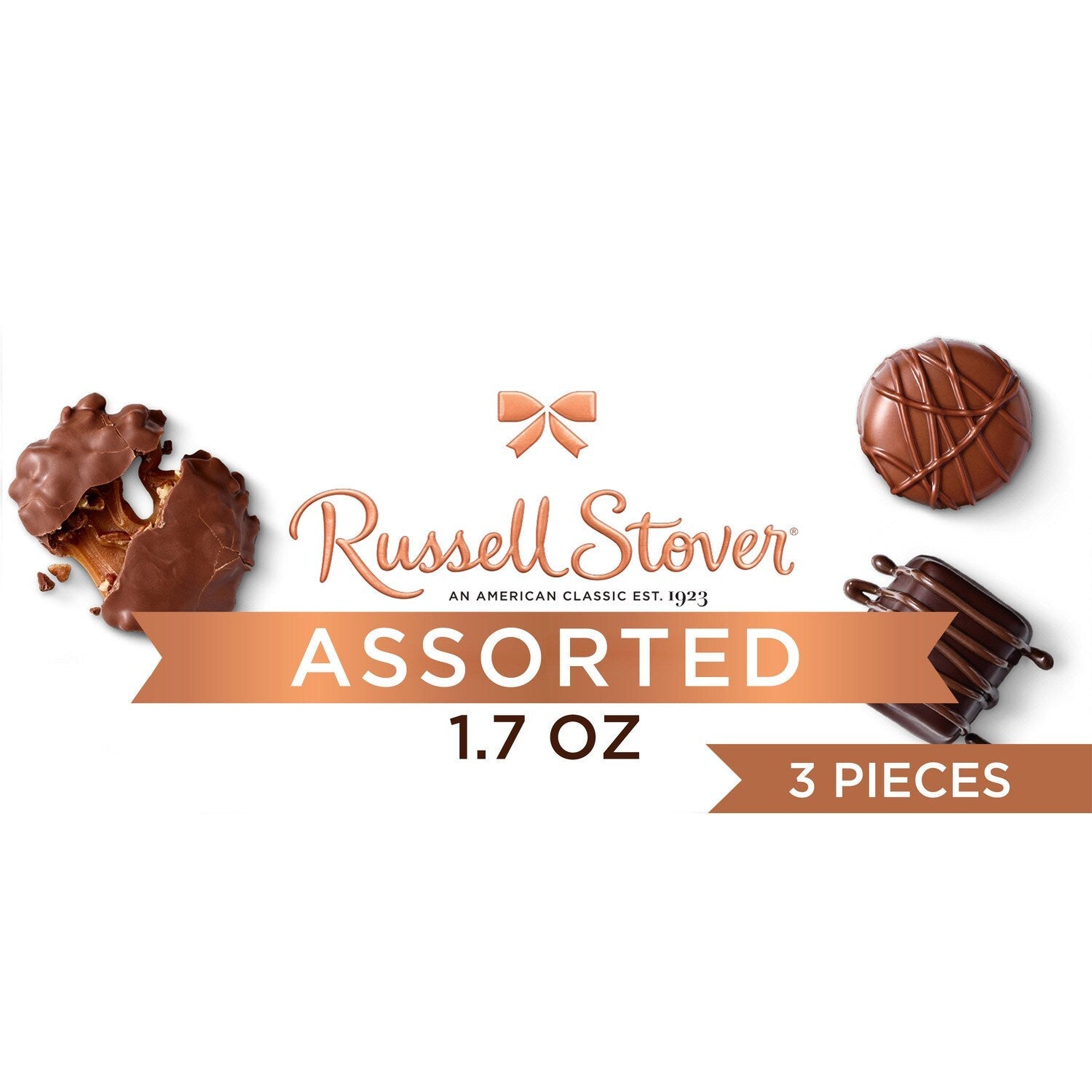 Russell Stover Christmas Assorted Milk &amp; Dark Chocolate Candy Gift Box, 1.7 oz.
