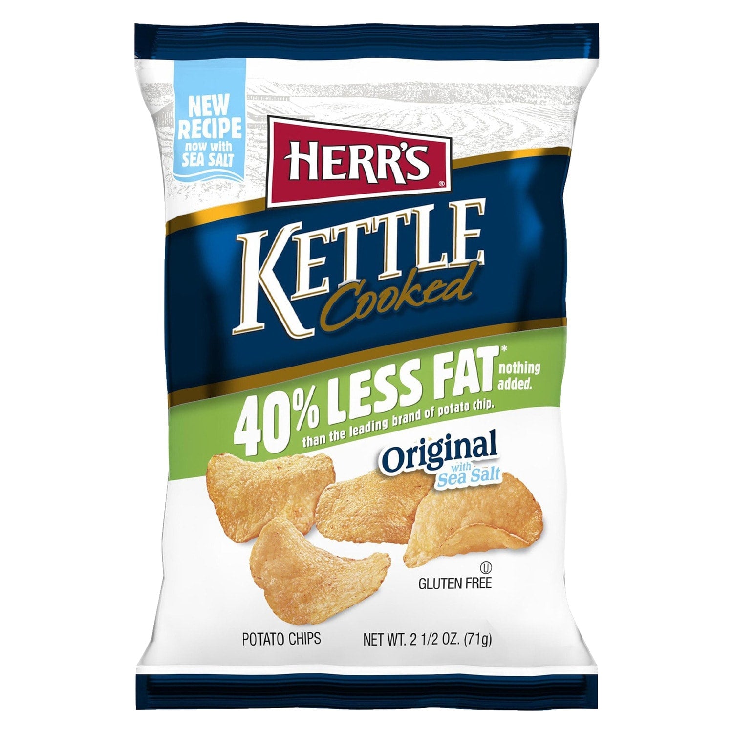 Herr's Kettle Cooked with Sea Salt Original Potato Chips, 1-ct.