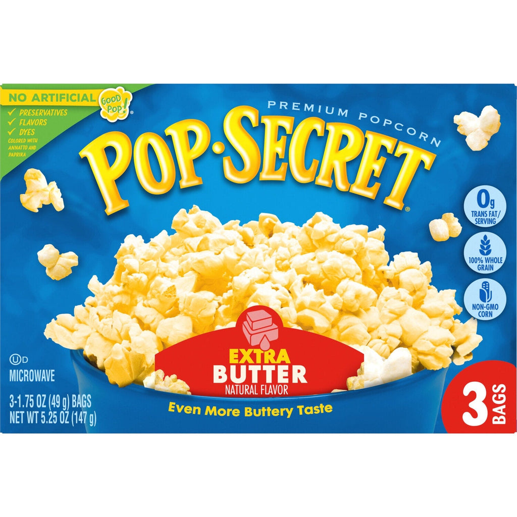 Pop Secret Popcorn - Extra Butter Microwave Popcorn, 1.75-oz. Snack Bags, 3 ct.