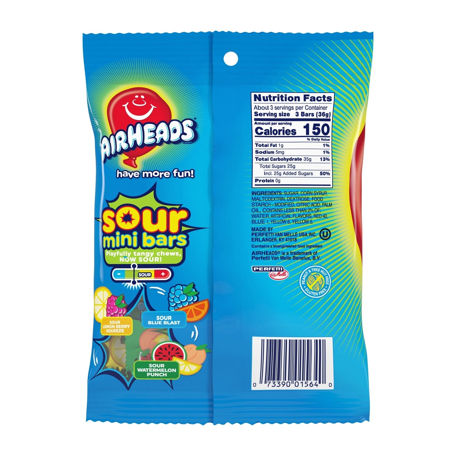 Airheads Sour Mini Bars Assorted Flavors, 3.62 oz. Bag