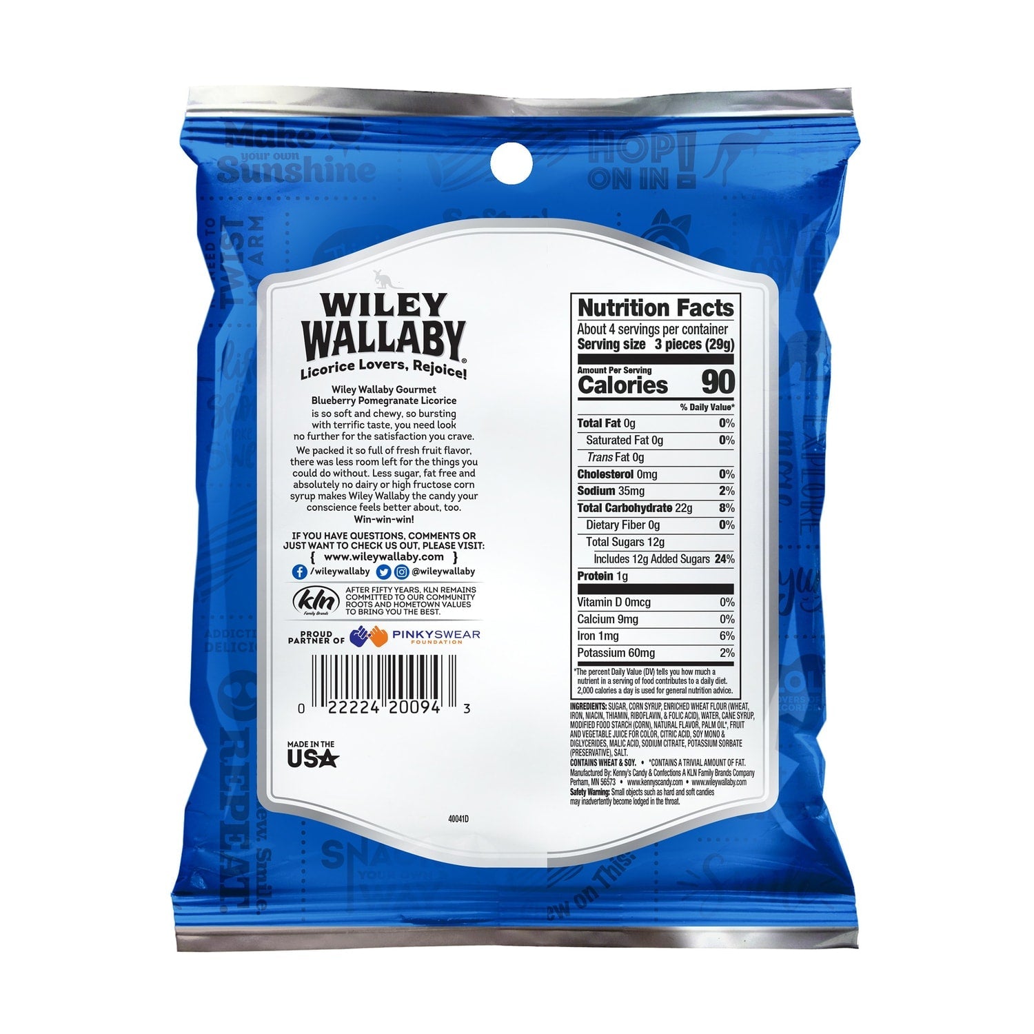 Wiley Wallaby Blueberry Pomegranate Licorice, 4-oz. Bag
