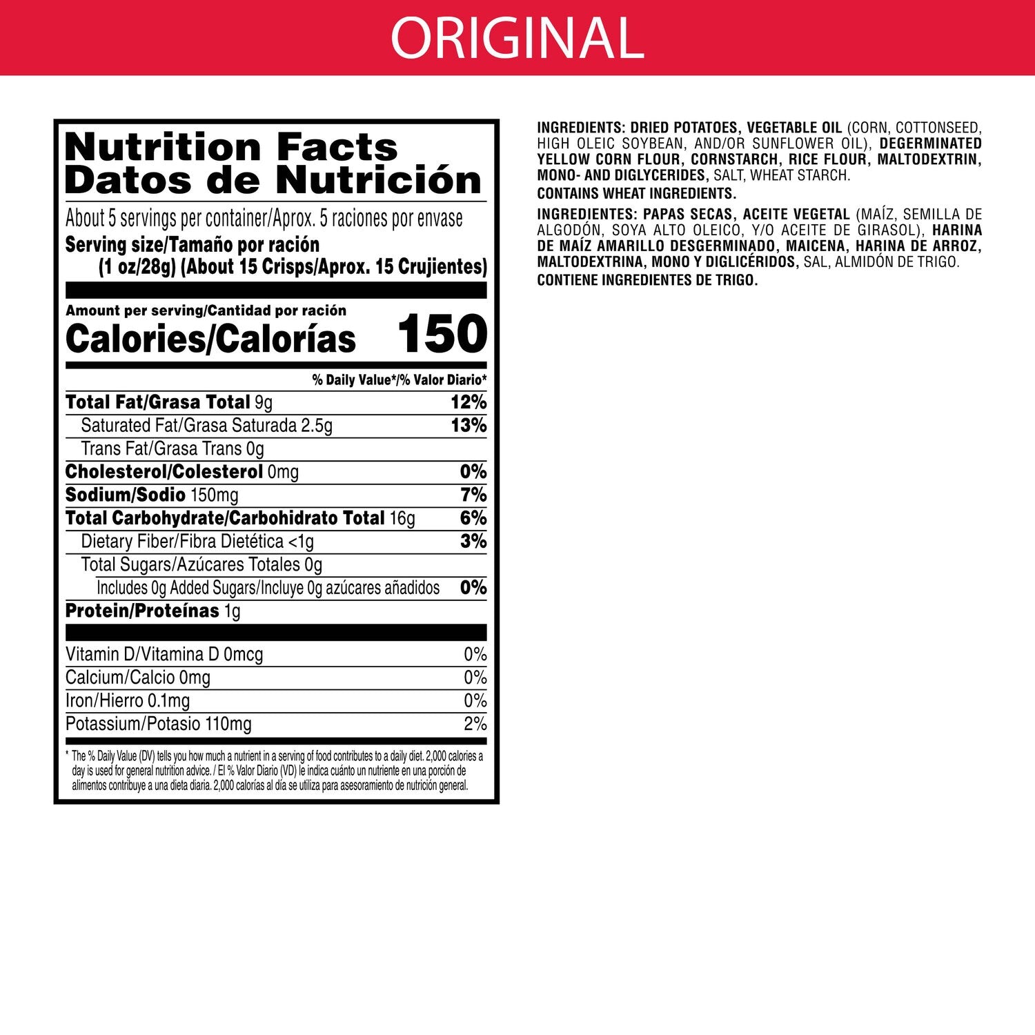 Pringles Potato Crisps Chips, Original, 5.2z