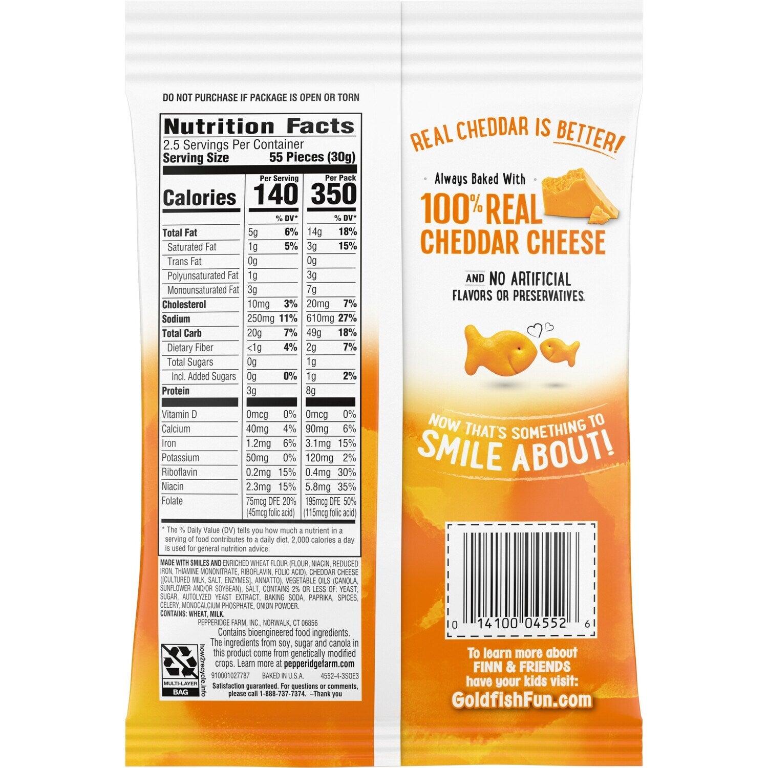 Pepperidge Farm Goldfish Cheddar Snack Crackers, 2.65-oz. Pack