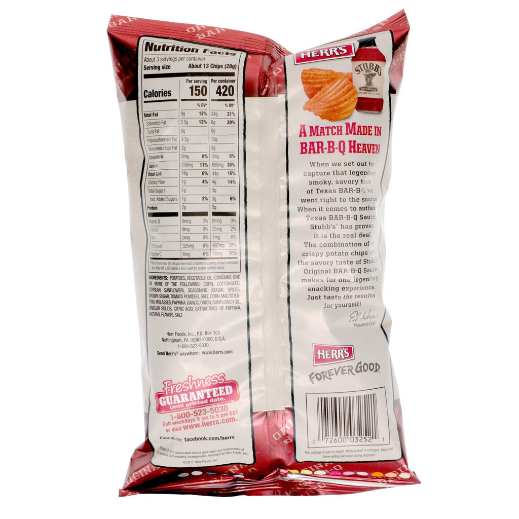 Herrâs Stubbs Original Bar-B-Q Potato Chips 2.75 oz