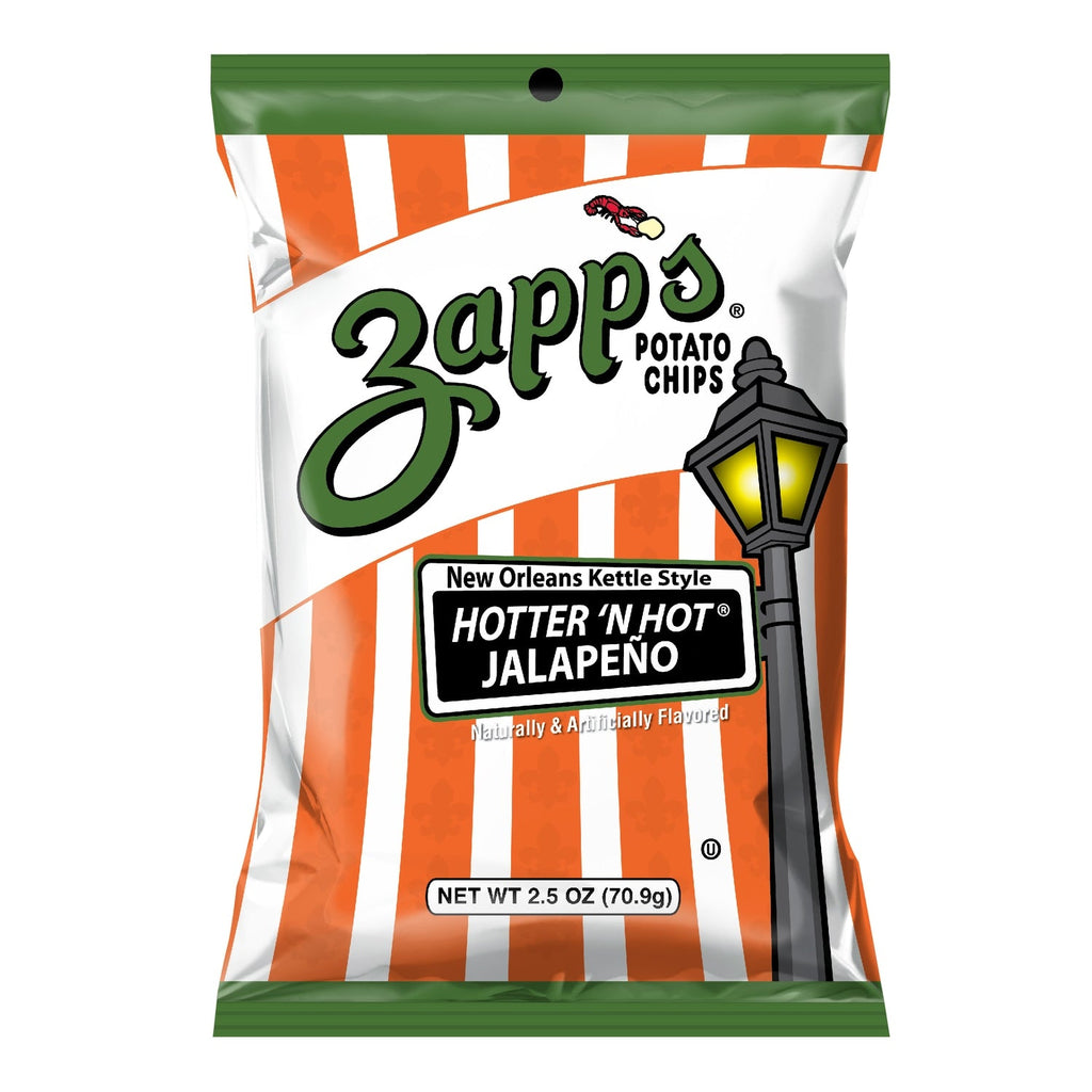 Zapp's Hotter 'N Hot JalapeÃ±o New Orleans Kettle Style Potato Chips, 2.5 oz.