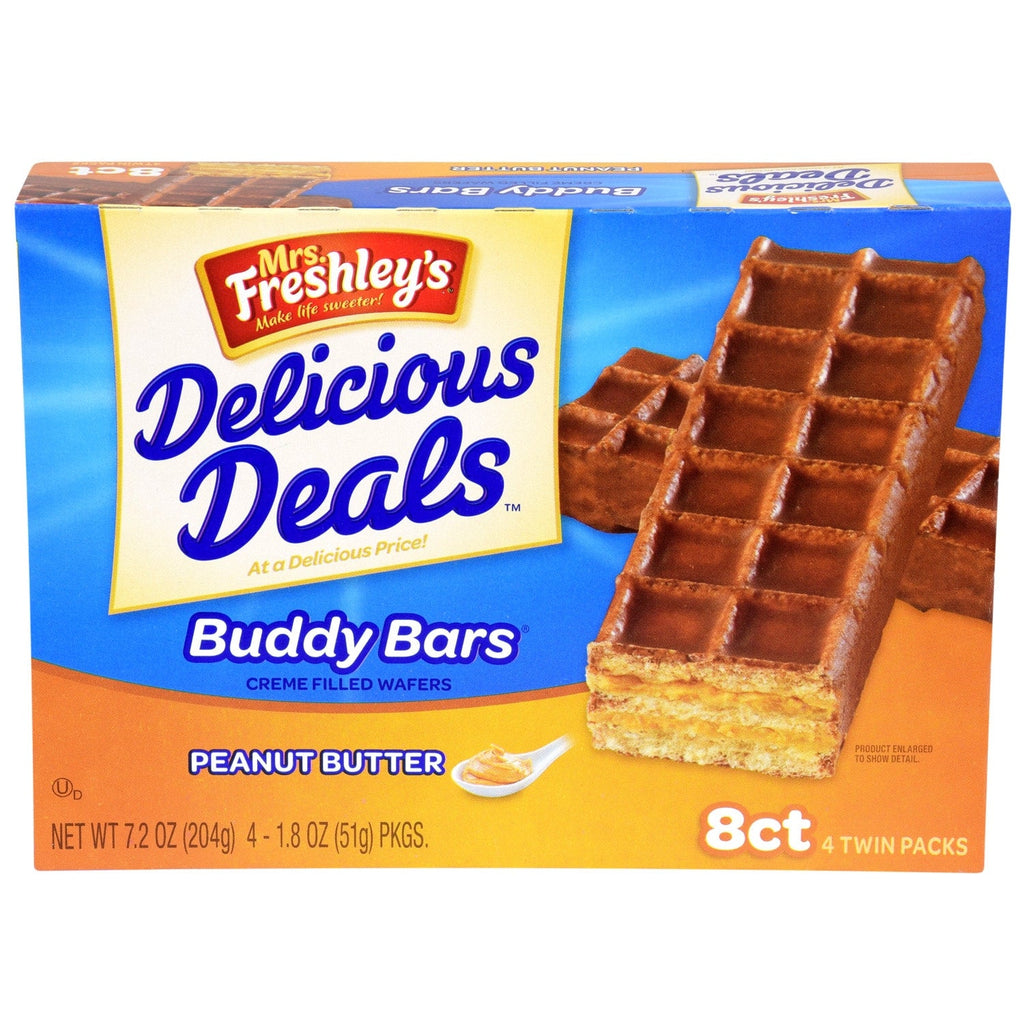 Mrs. Freshley's Buddy Bars Peanut Butter Wafers, 8-ct. Packs