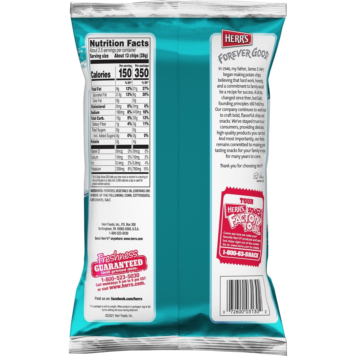 Herr's Crisp 'N Tasty Potato Chips, 1-ct.