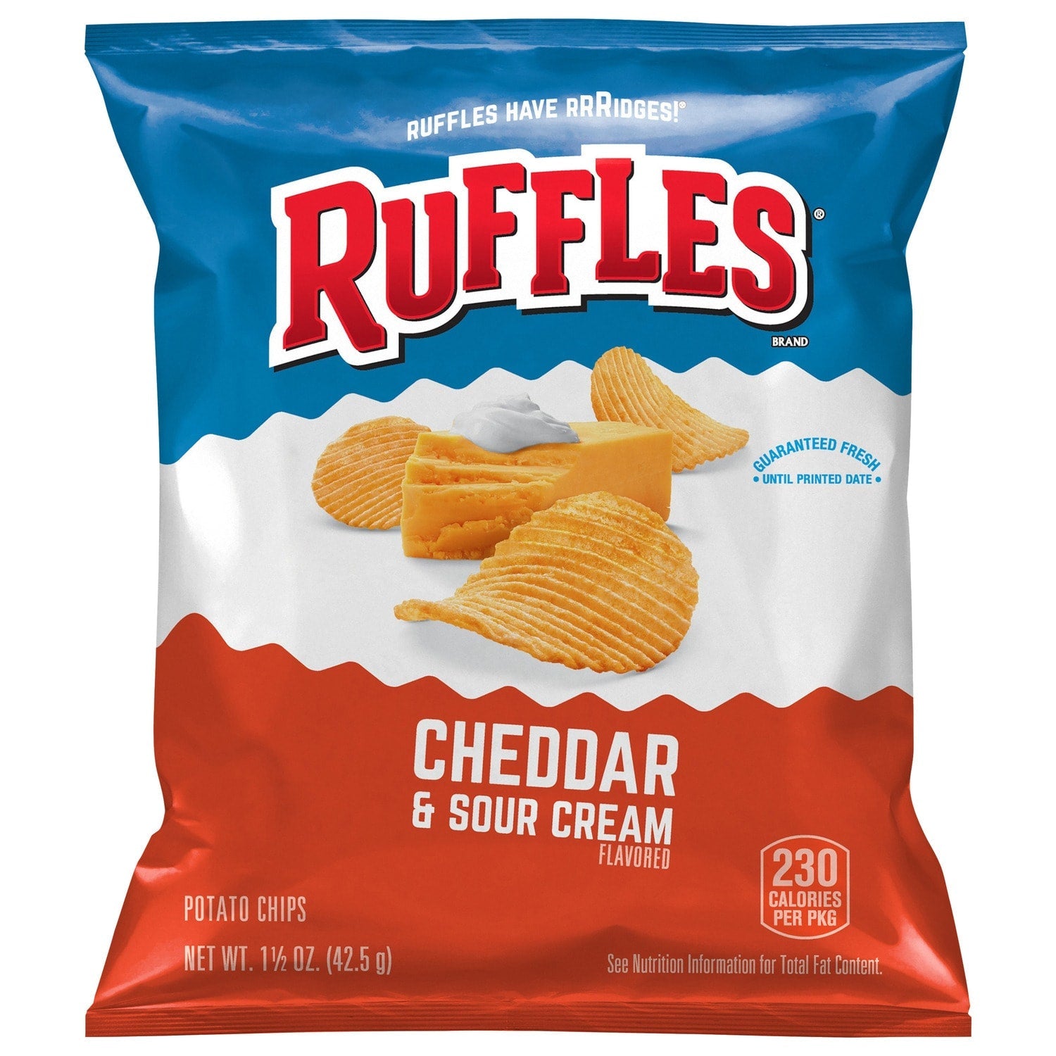 Ruffles Potato Chips Cheddar &amp; Sour Cream Flavored 1 1/2 Oz