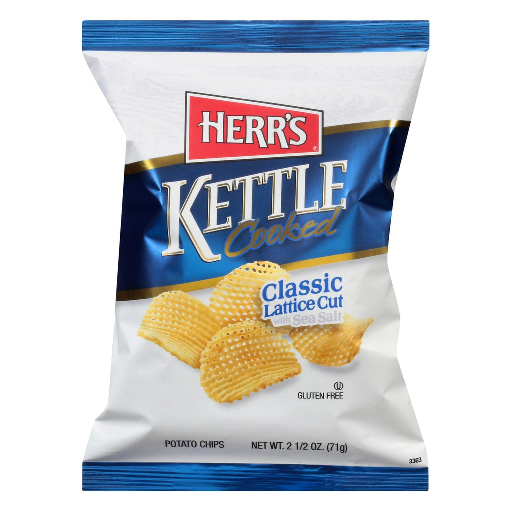 Herr's Kettle Cooked Classic Lattice Cut with Sea Salt Potato Chips, 1-ct.