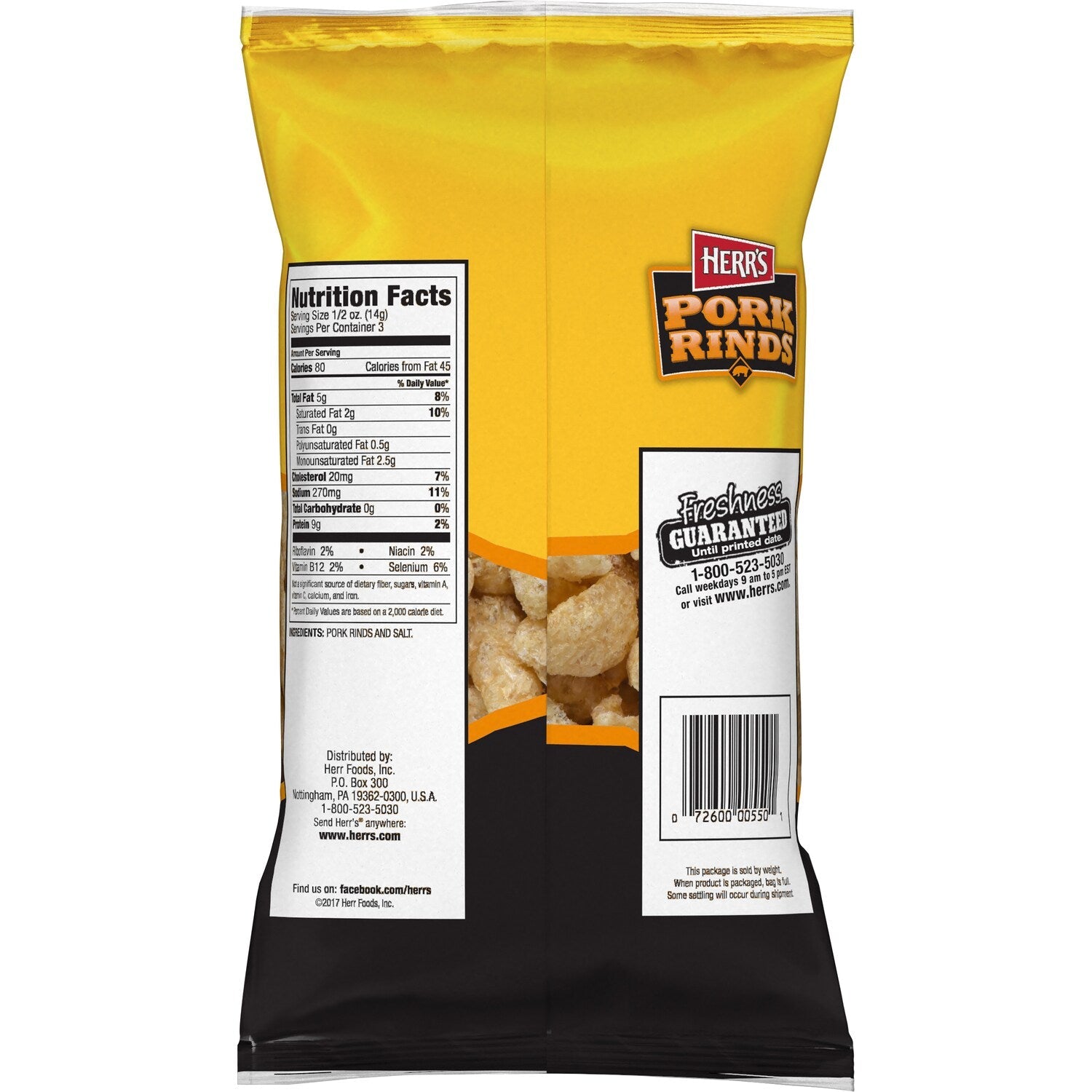 Herr's Original Pork Rinds, 1.5 oz Bag