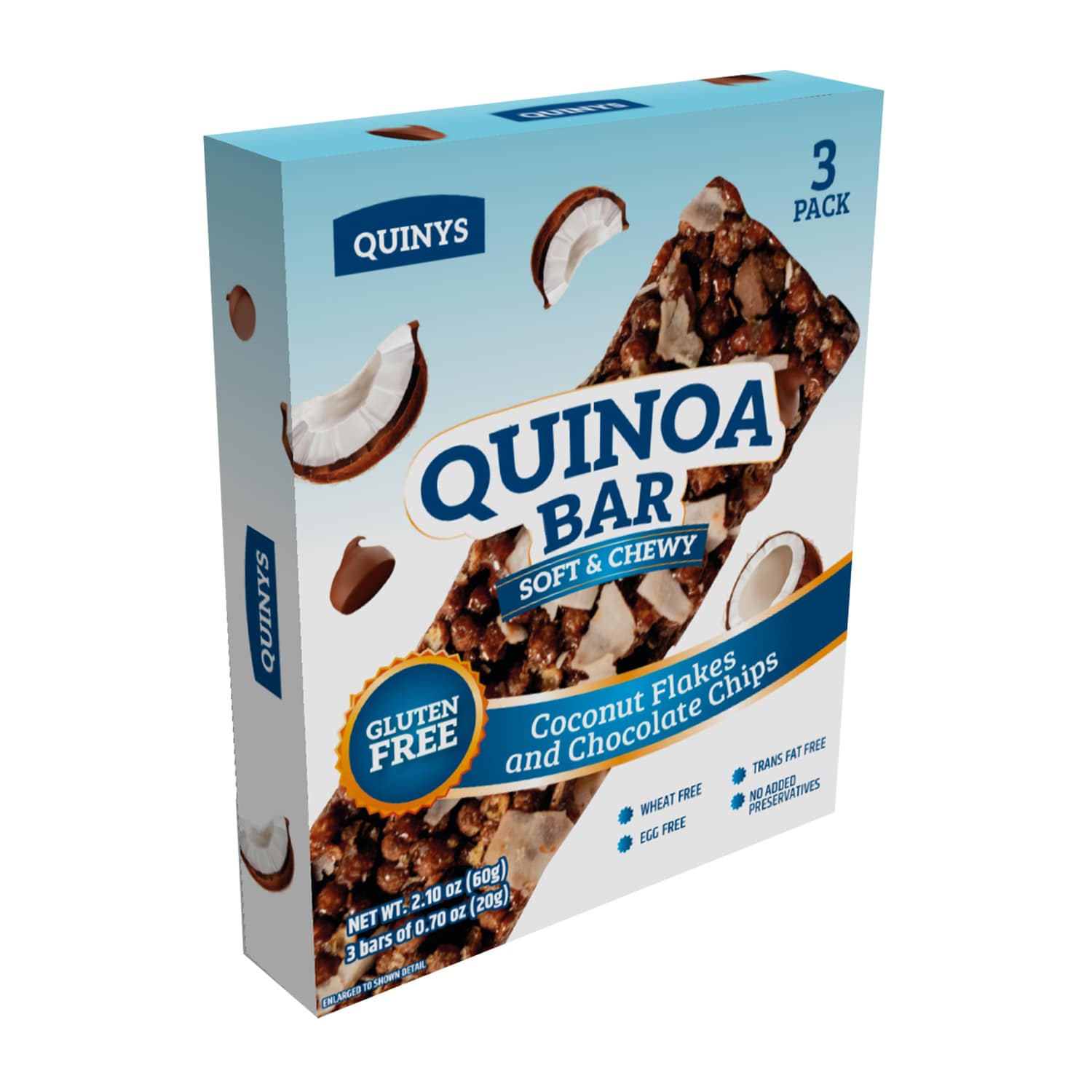 Quinys Coconut Flakes Granola Bar, 3-pc Pack.