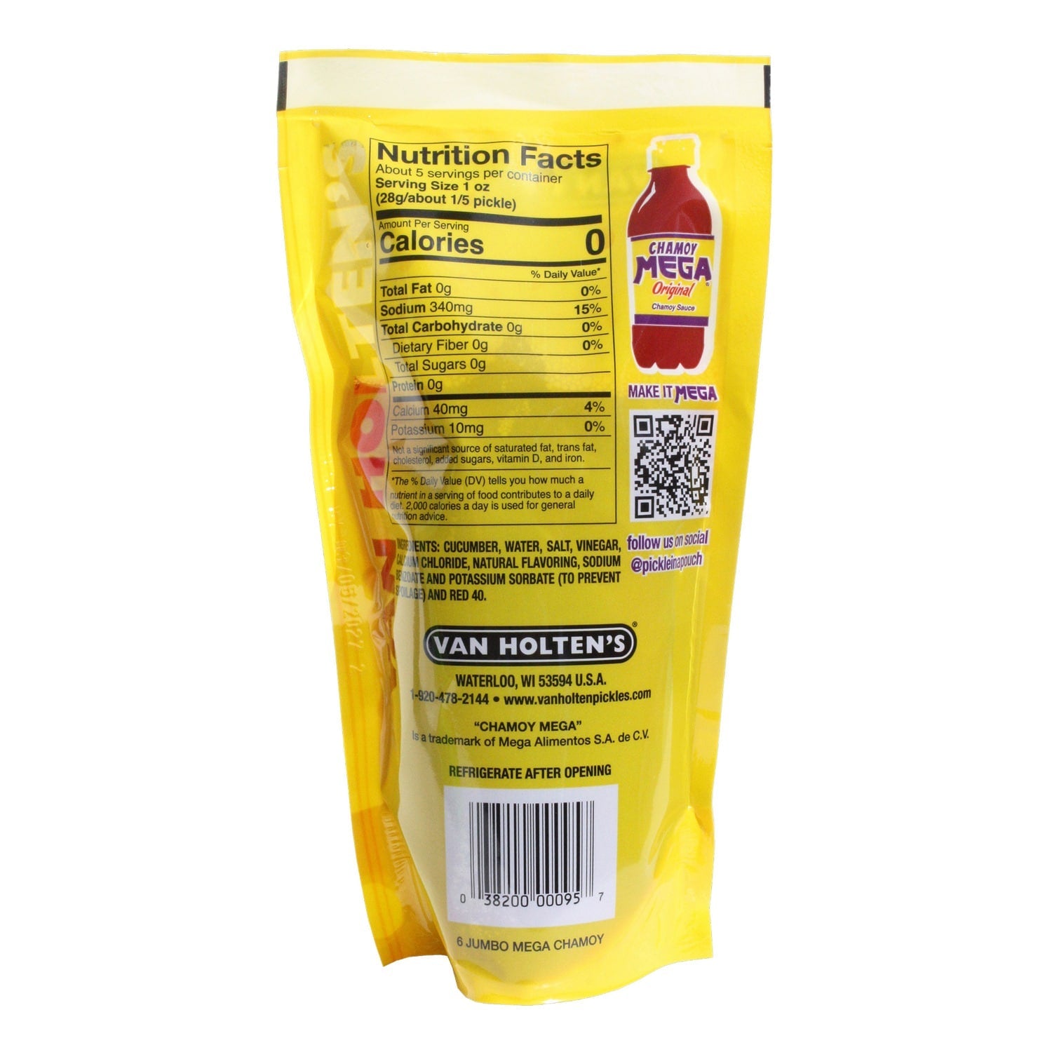 Van Holten's Chamoy Flavored Pickle In A Pouch, 1-ct.