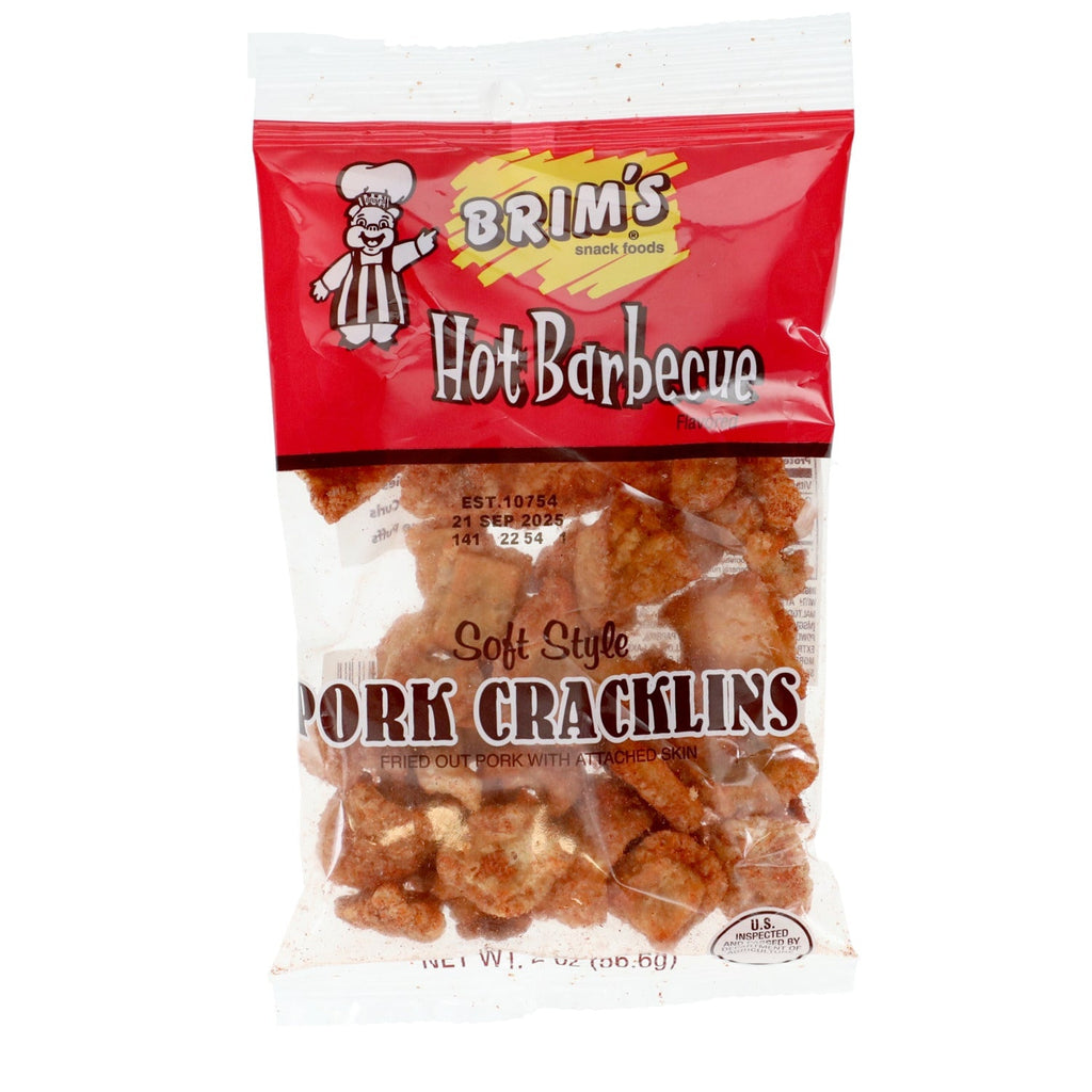 Brimâs Hot Barbecue Soft Cracklin Pork Rind Snacks, 2 oz.