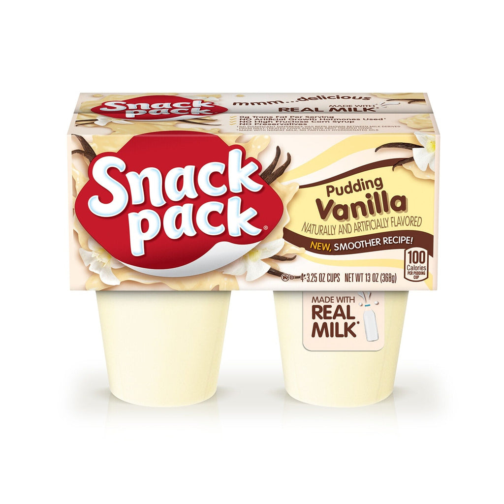 Snack Pack Vanilla Pudding, 3.25 oz Pudding Cups, 4 Count
