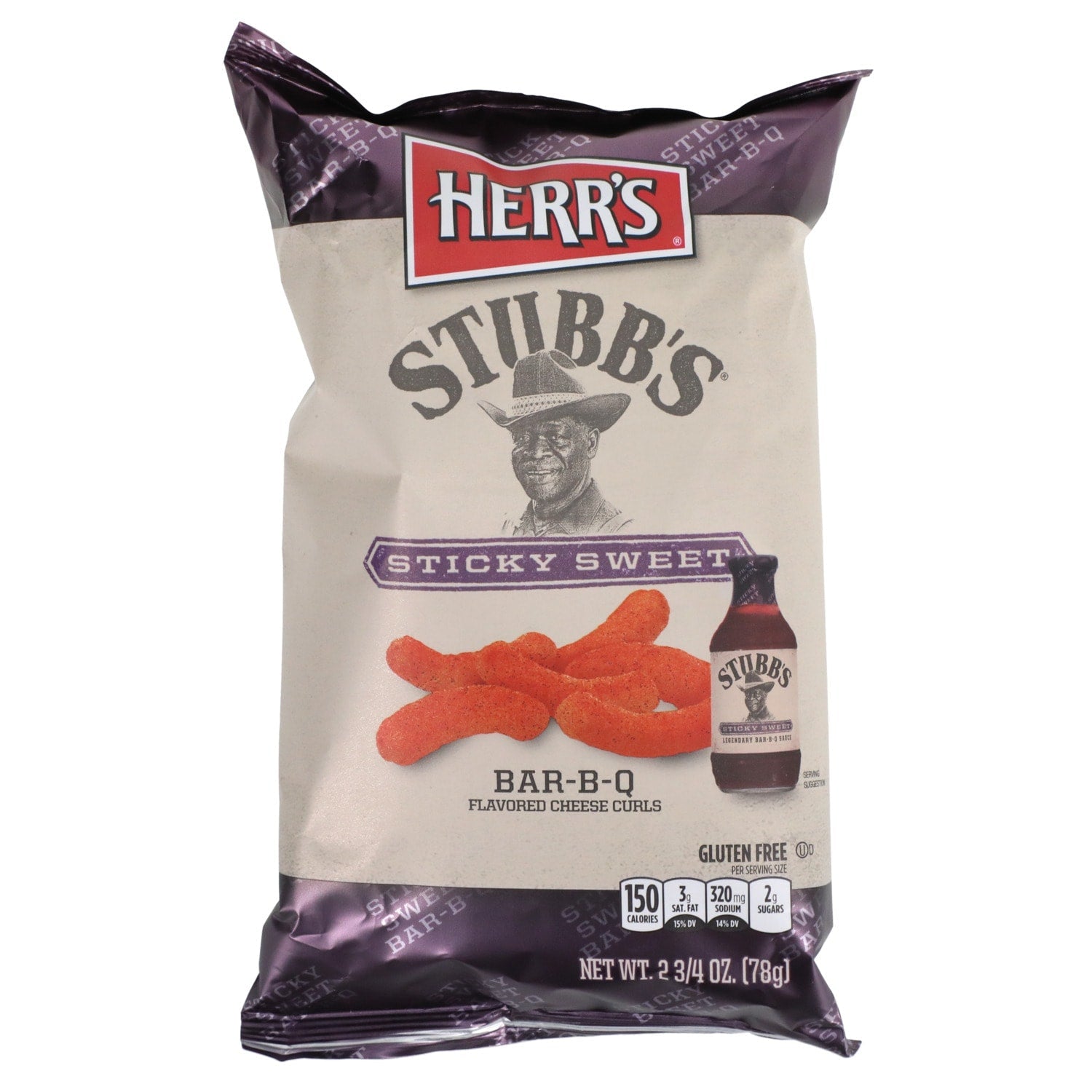 Herr's Stubb's Sticky Sweet Bar-B-Q Cheese Curls, 2.75-oz.