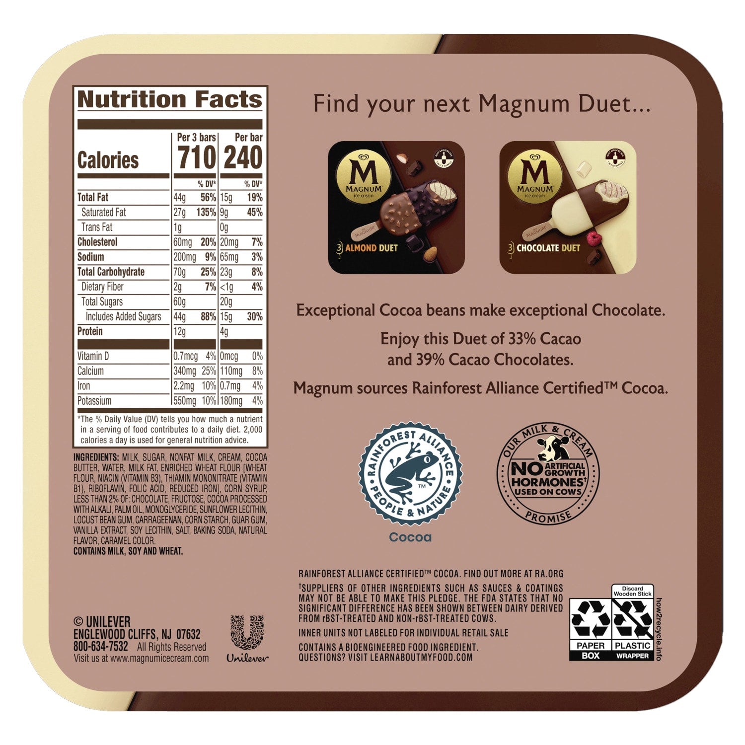 Magnum Cookie Duet Ice Cream Bar, 3-pc Pack.