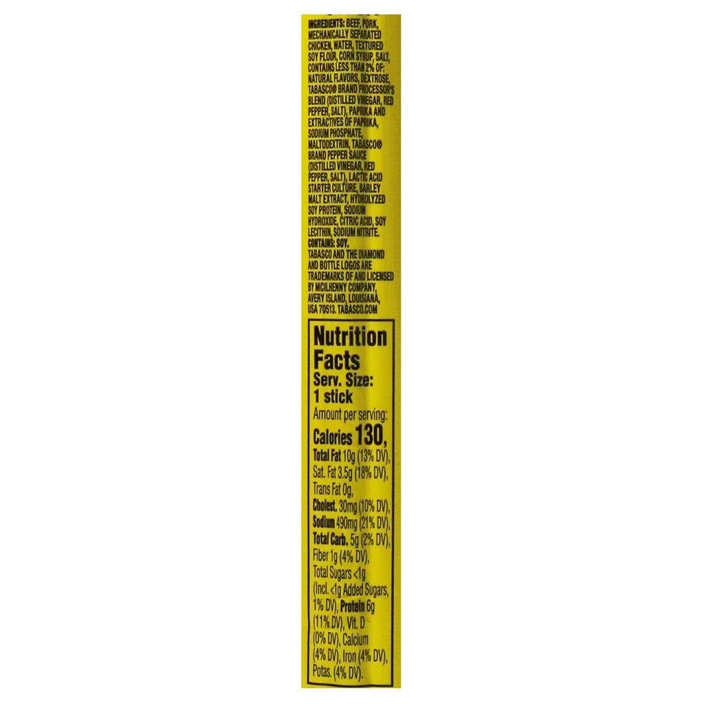 Slim Jim Giant Smoked Meat Sticks, Tabasco Flavor, 6g Protein Per Stick, 0.97 oz.
