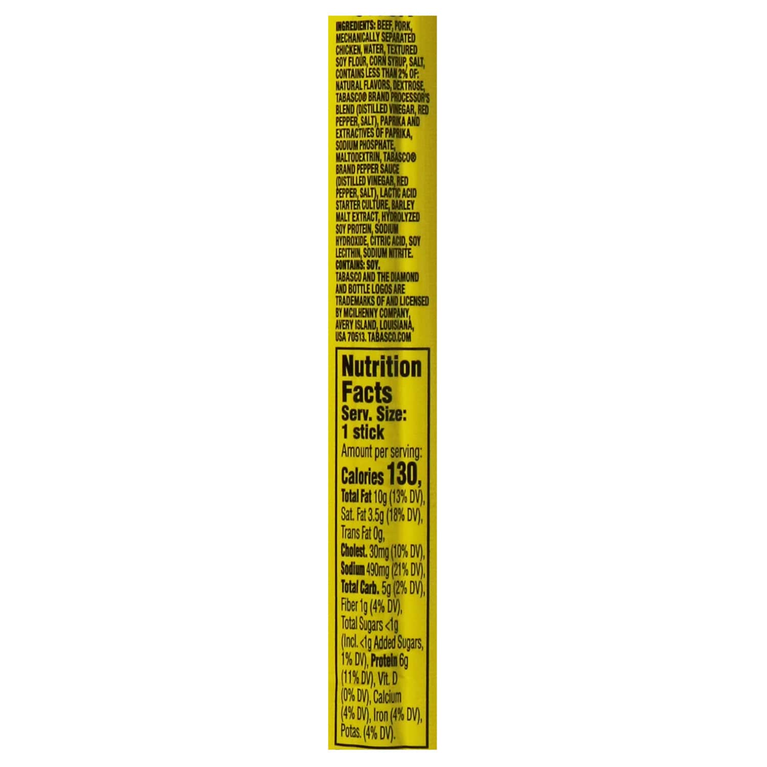 Slim Jim Giant Smoked Meat Sticks, Tabasco Flavor, 6g Protein Per Stick, 0.97 oz.