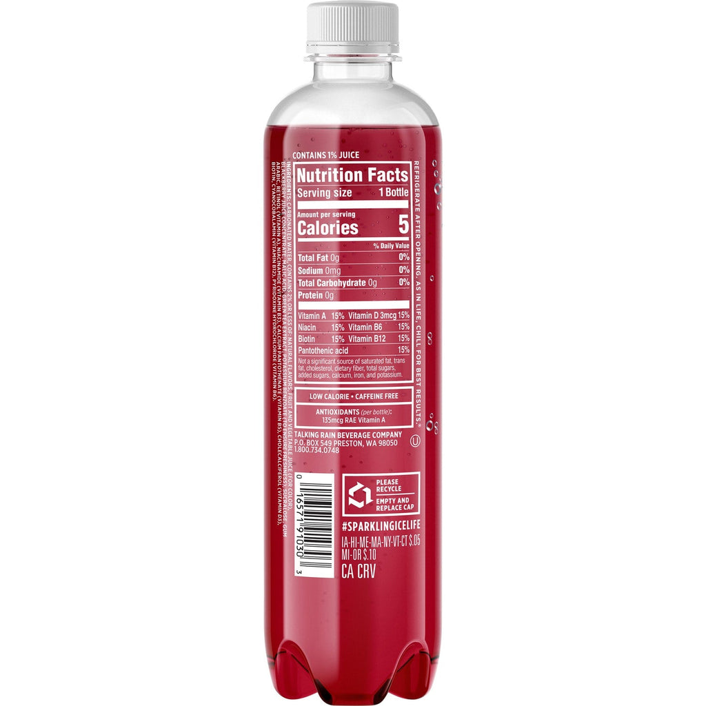 Sparkling Ice Black Raspberry Flavored Spring Water, 17-oz. Bottle