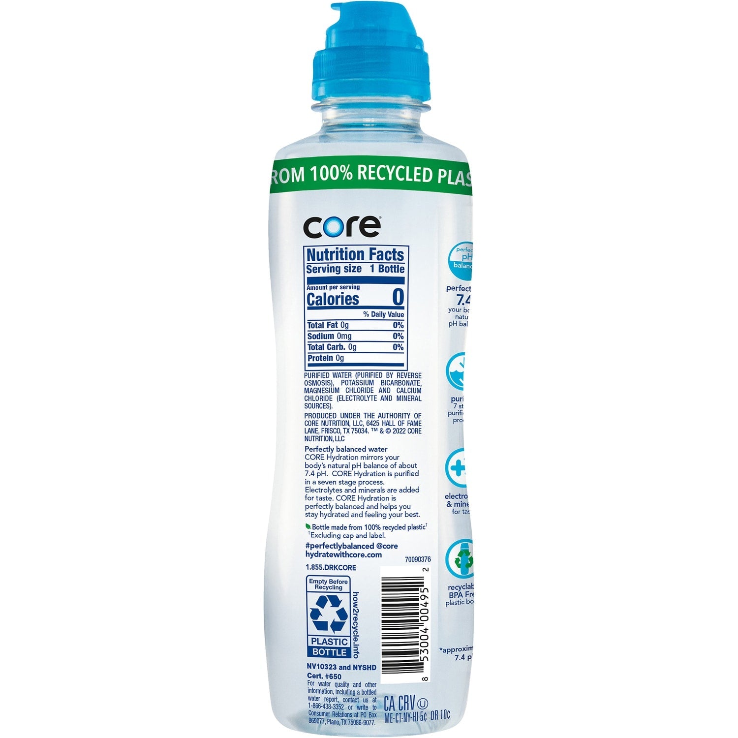 Core Hydration Perfectly Balanced Water, 23.9 fl oz Sport Cap bottle