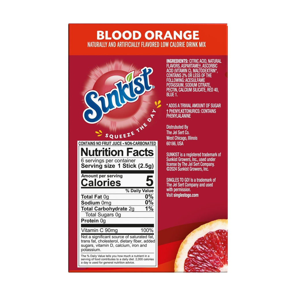 Sunkist Vitamin C Blood Orange Drink Mix, 6-ct. Box