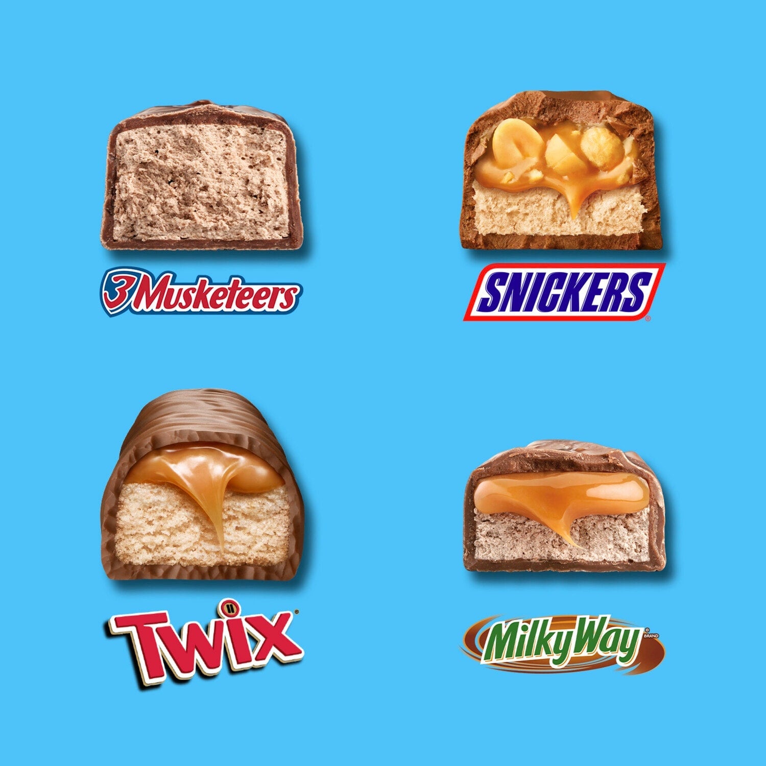 SNICKERS, TWIX, MILKY WAY &amp; 3 MUSKETEERS Minis Chocolate Candy Bars Variety Pack, 8.31 Oz Bag