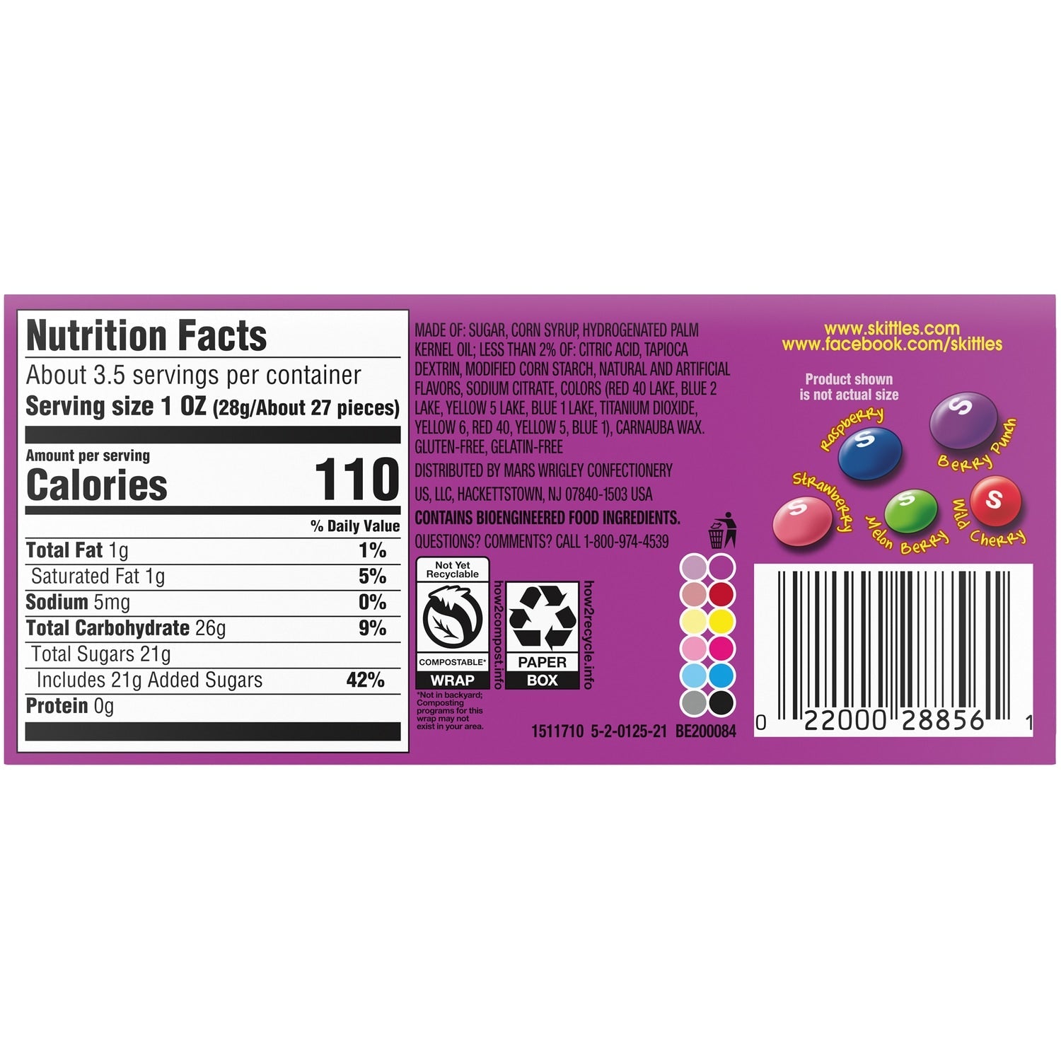 SKITTLES Wild Berry Chewy Candy Theater Box, 3.5 oz Box