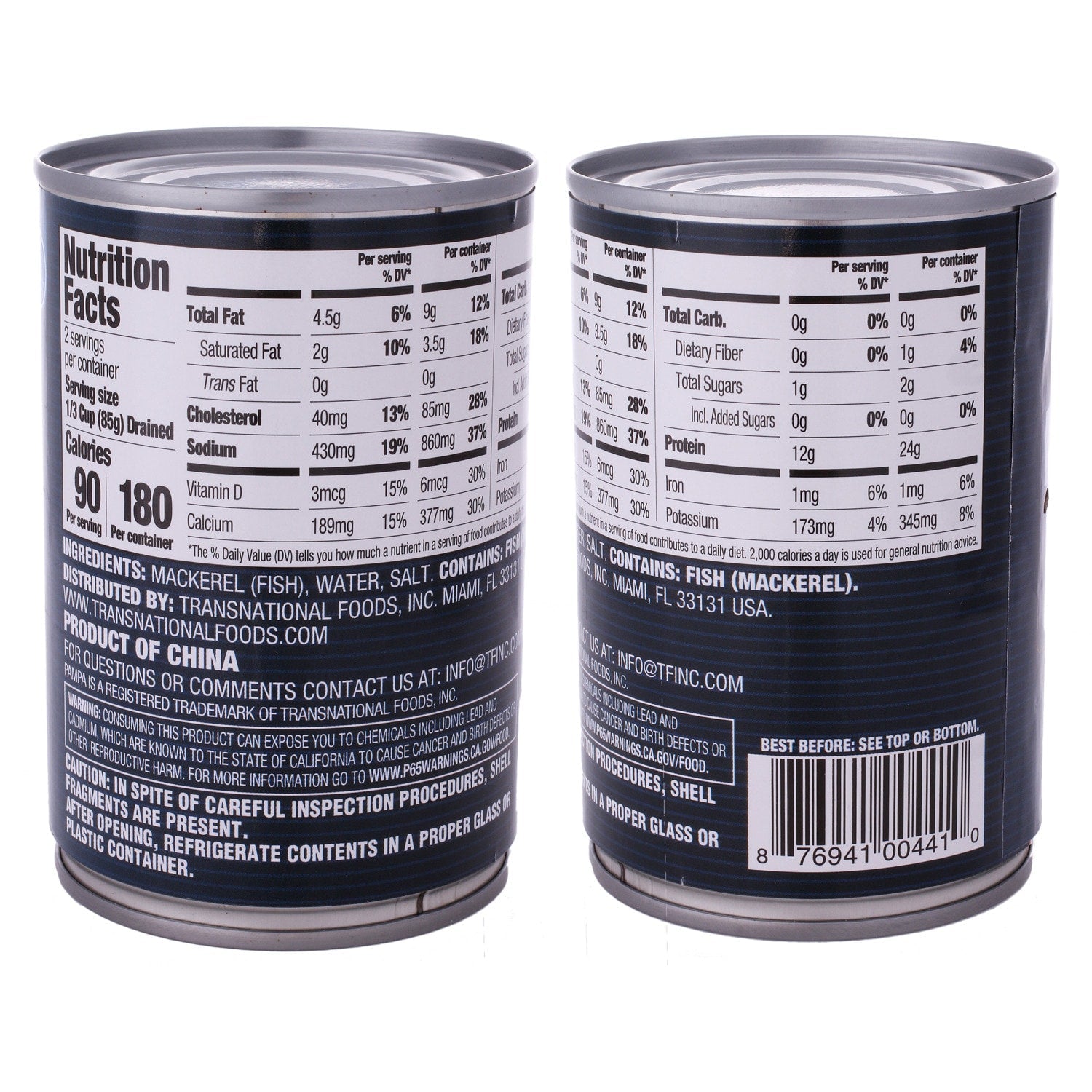 Pampa Mackerel In Brine, 10 oz. Cans