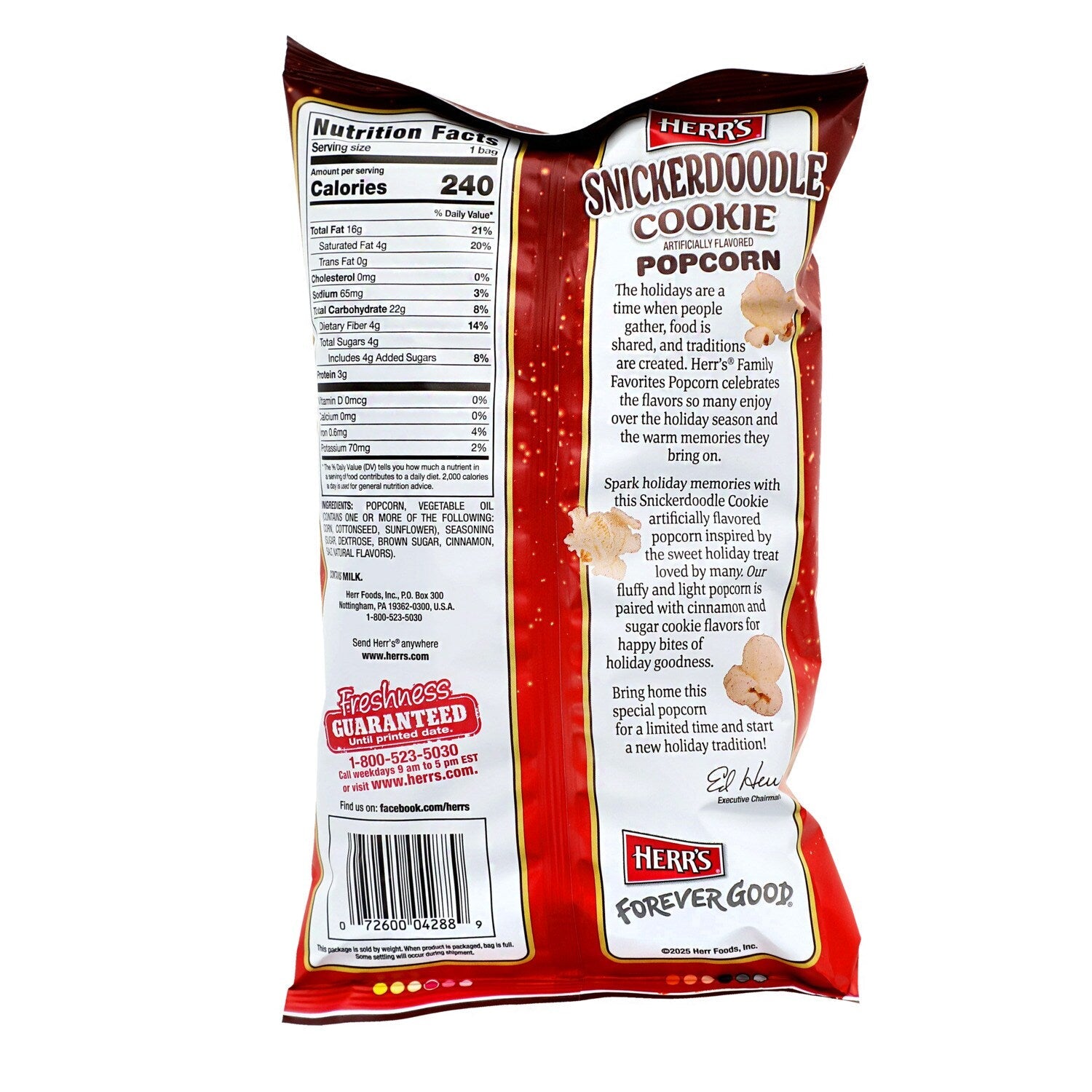Herr's SnickerDoodle Cookie Popcorn, 1-ct.