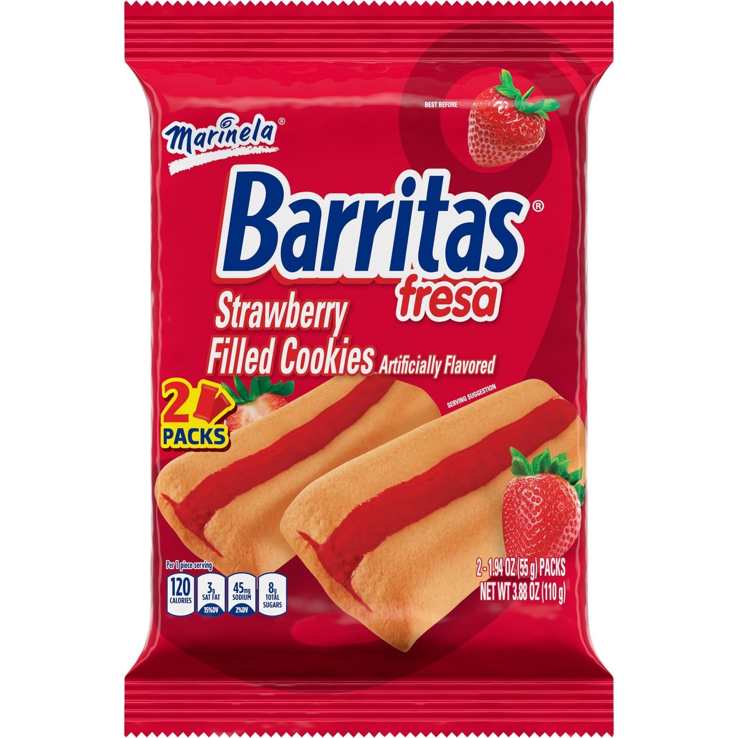 Marinela Barritas Strawberry Filled Cookies, 2-ct. Pack
