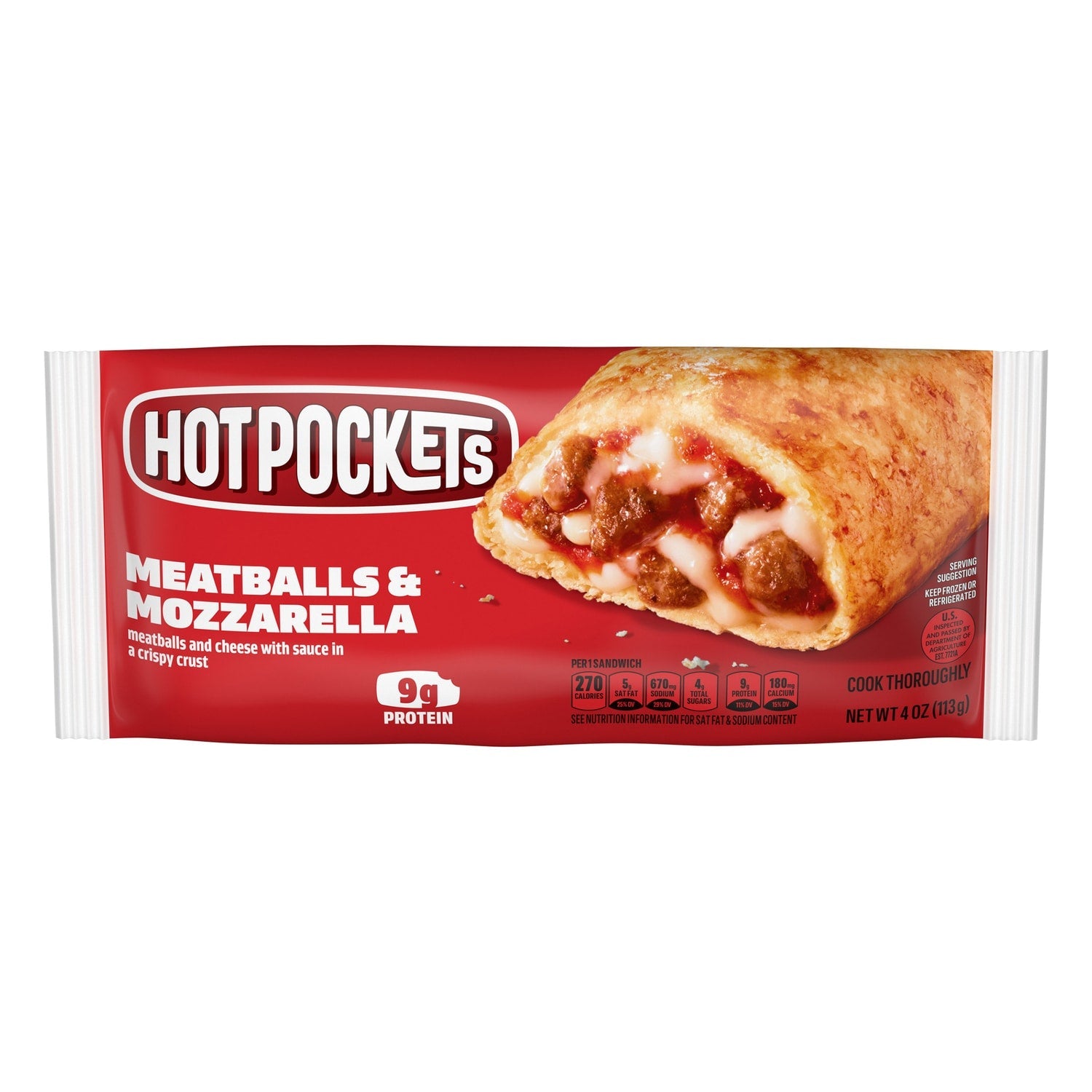 Hot Pockets Frozen Meatballs &amp; Mozzarella Sandwiches, 4 oz.