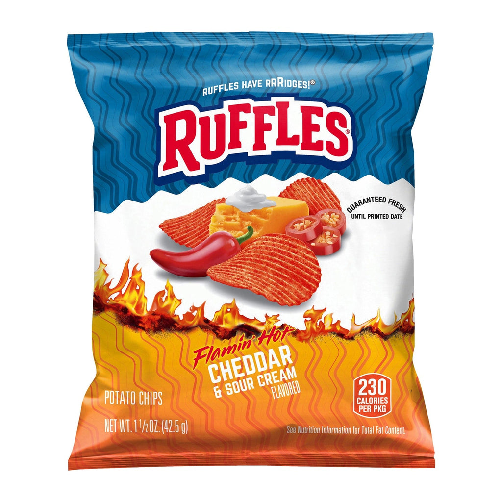 Ruffles Flaminâ Hot Cheddar and Sour Cream Potato Chips, 1.5 oz. Bag