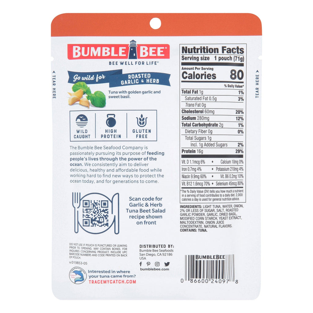 Bumble Bee Roasted Garlic &amp; Herb Seasoned Tuna, 1-ct.