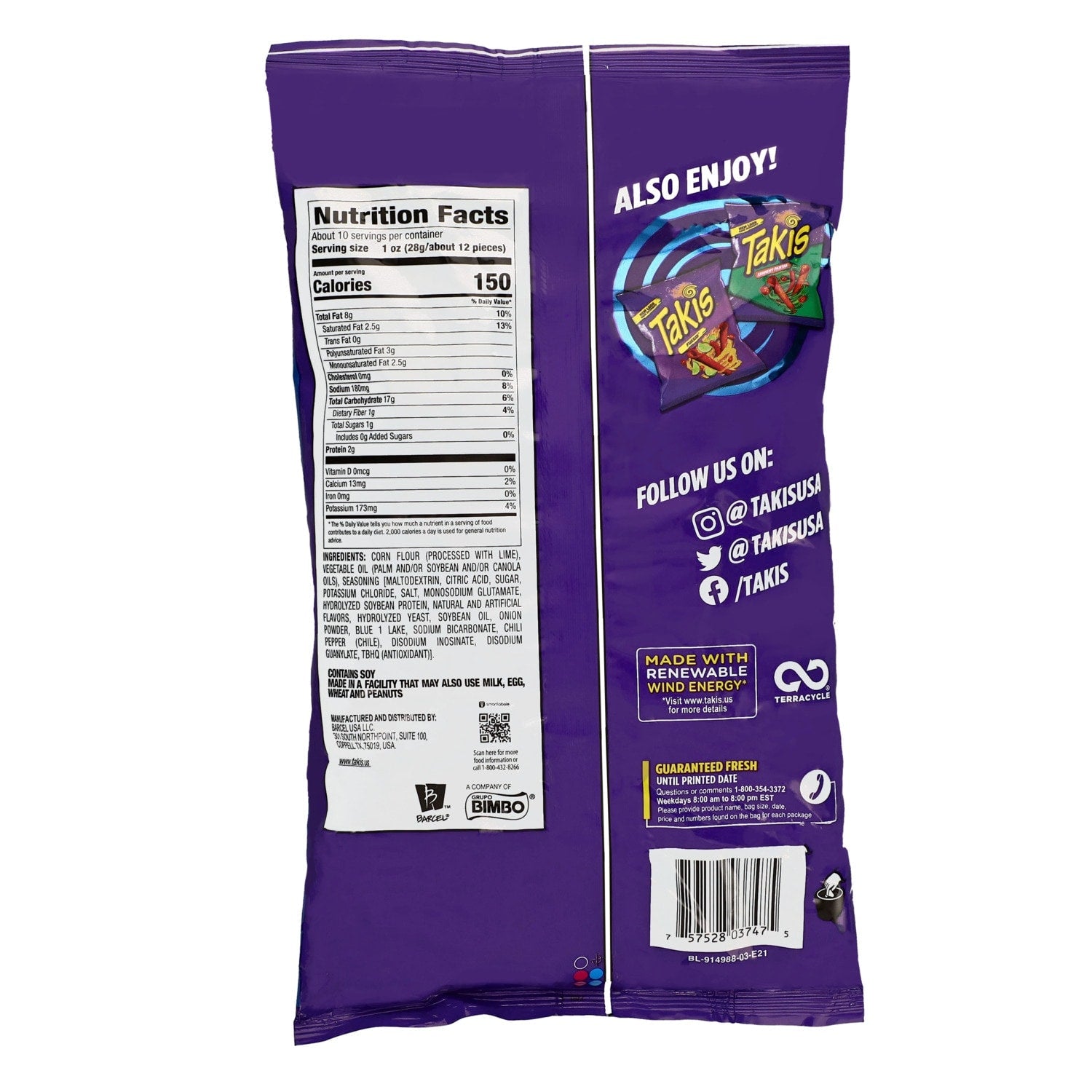 Takis Rolled Tortilla Chips - Blue Heat, 9.9-oz. Bag