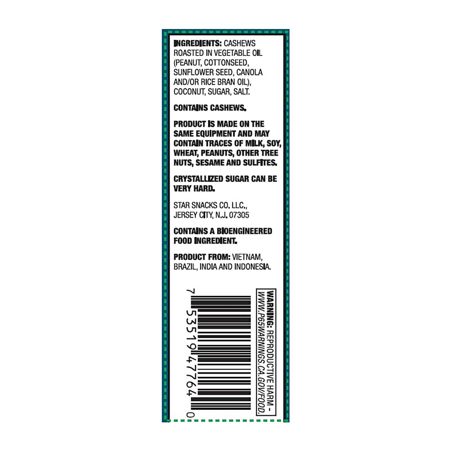Platinum Kettle Cooked Coconut Cashews, 1-ct.