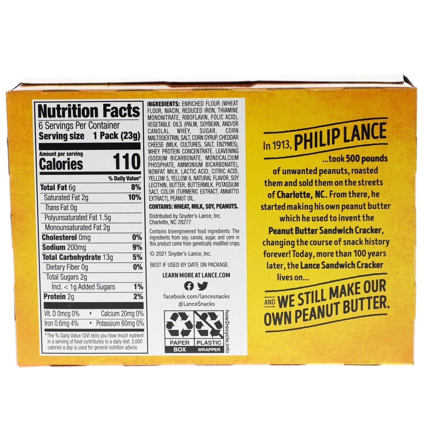 Lance Toasty Cheddar Cheese Crackers, 6-pk. Box