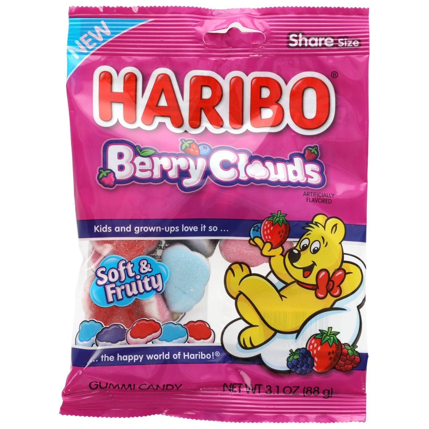 Haribo Berry Clouds Gummi Candies, 3.1-oz.